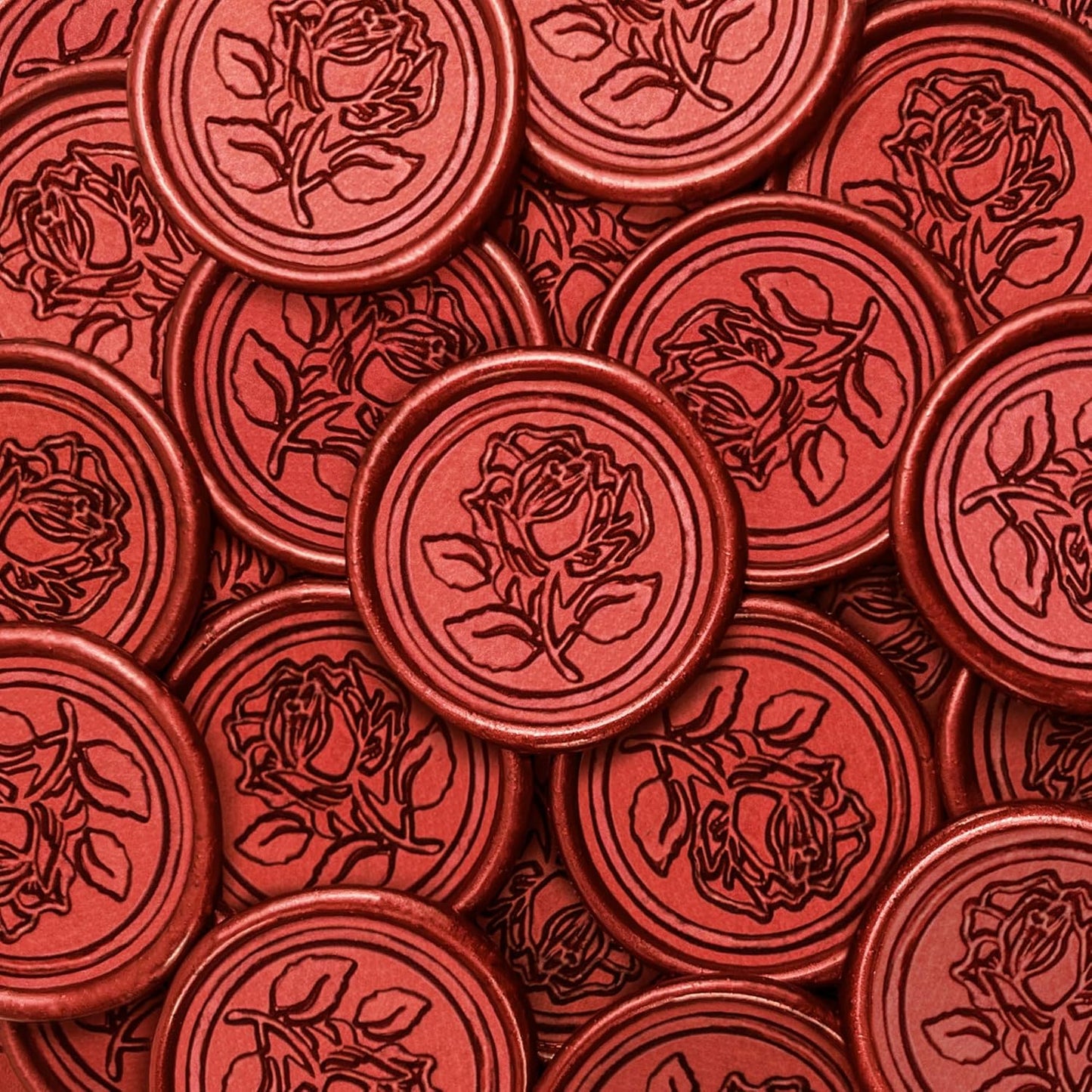 50Pcs Wax Seal Stickers Handmade Envelope Seals Self Adhesive Wax Stickers for Wedding Party Invitations, Envelope, Gift Wrap, Christmas(Rose Style, Red)