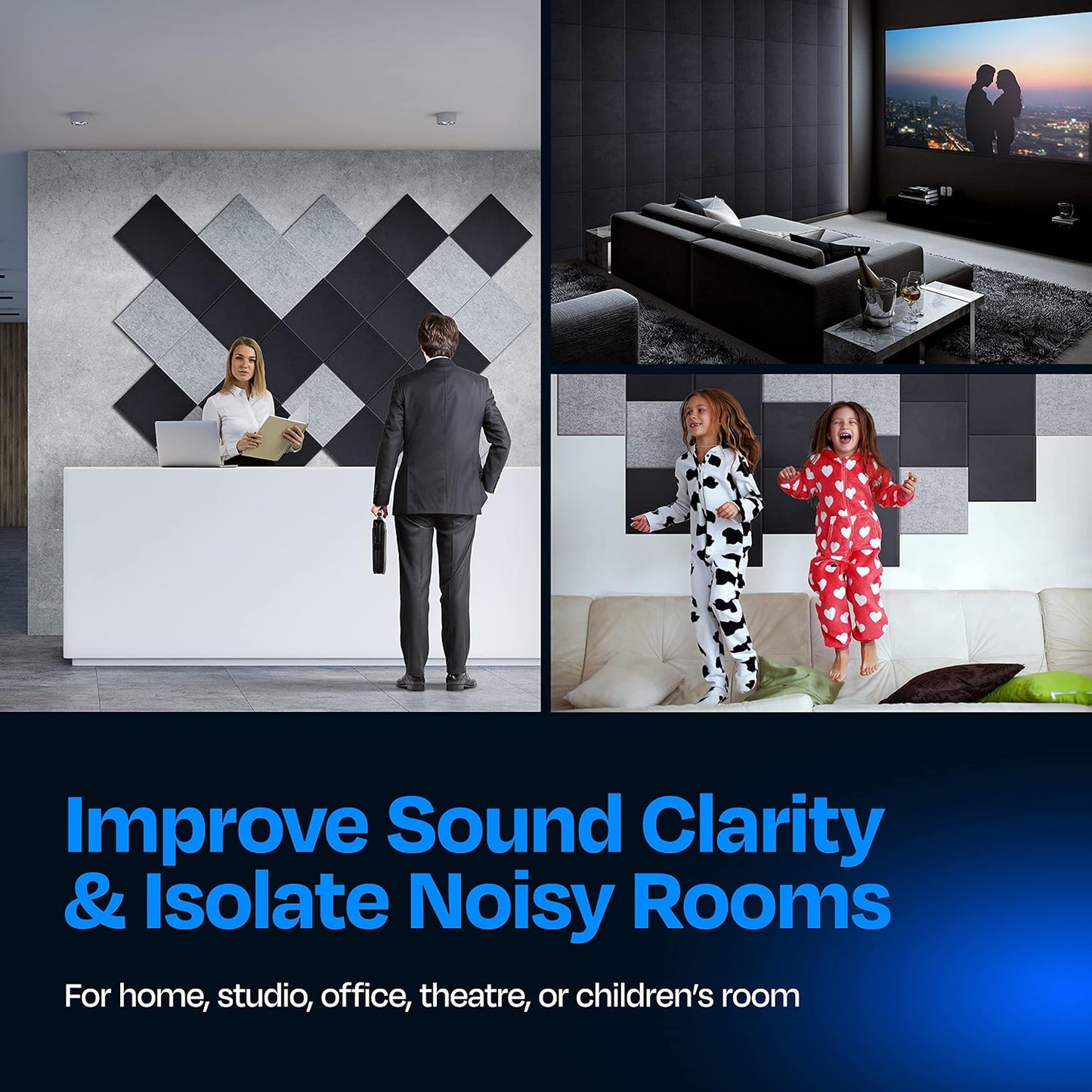 Acoustic Panels 12-Pack Soundproof Wall Panels 12"X12"X0.4" Sound Panels High Density Sound Dampening Panels - [Dark Gray Square]