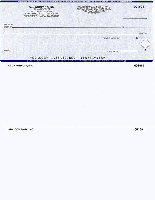 Computer Checks on Top - Custom Laser Business Checks Compatible with QB accounting software, Blue (2000)