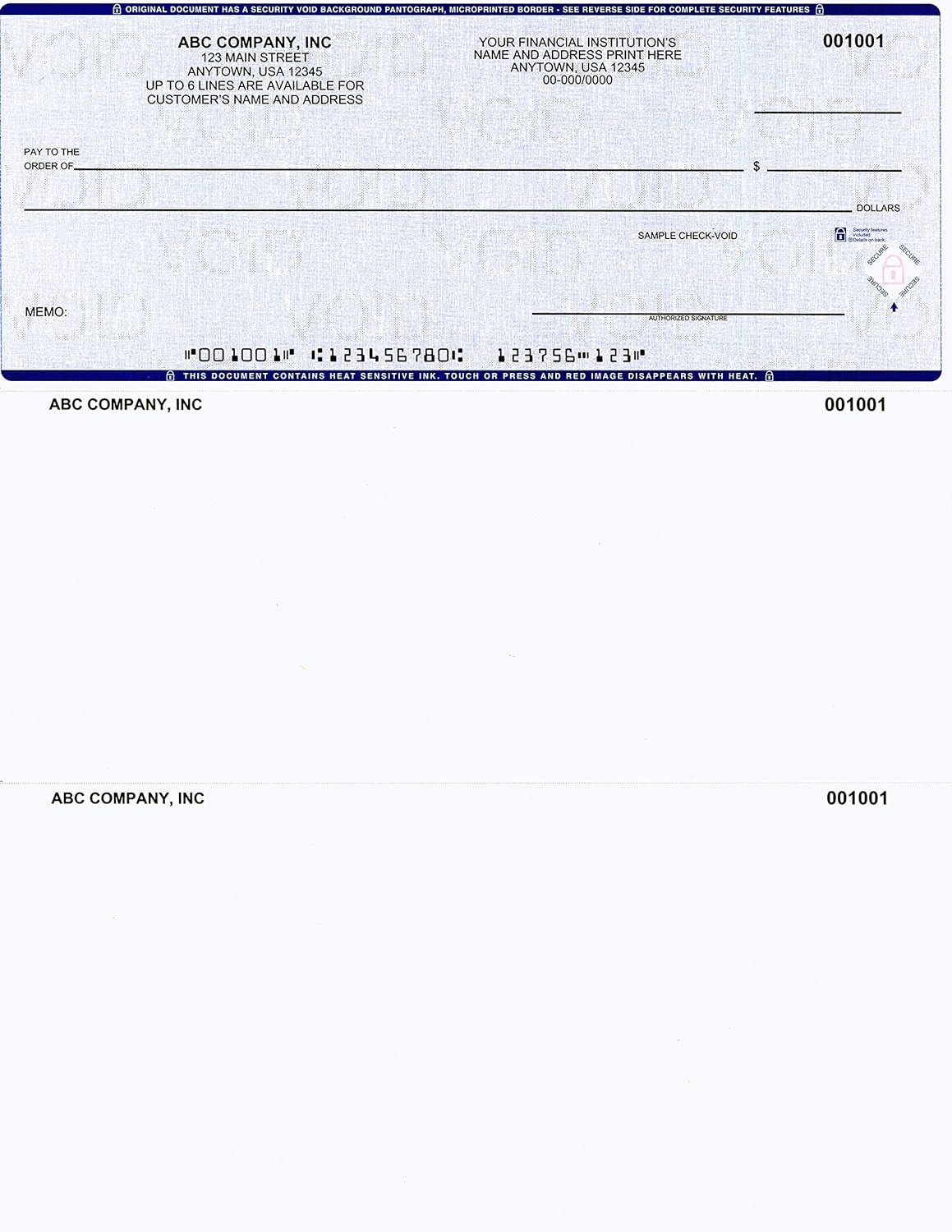 Computer Checks on Top - Custom Laser Business Checks Compatible with QB accounting software, Blue (500)