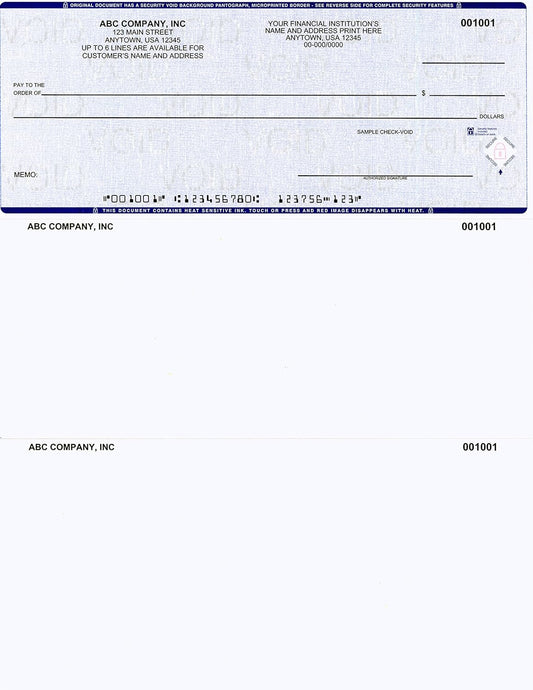 Computer Checks on Top - Custom Laser Business Checks Compatible with QB accounting software, Blue (500)