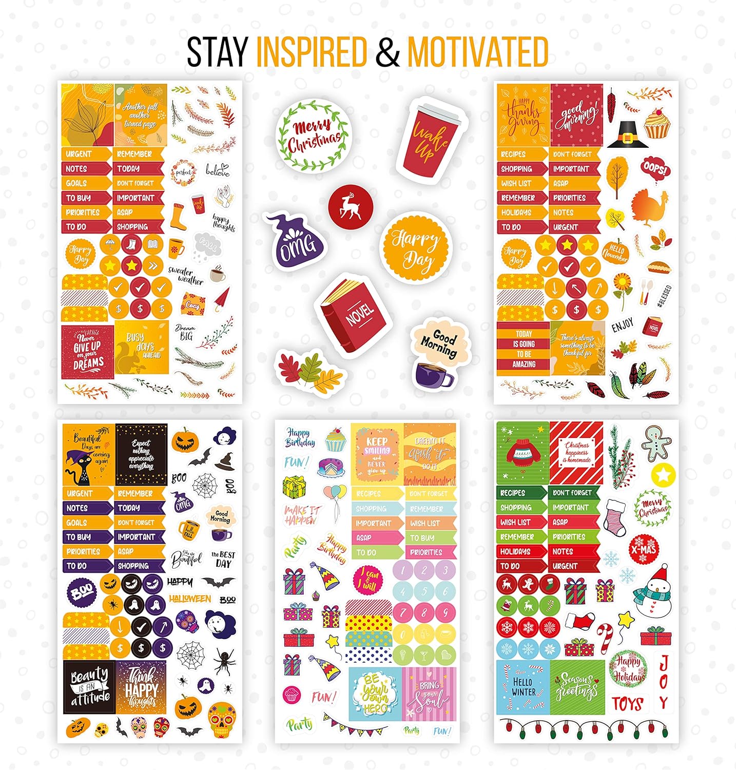 [Expanded] Vladi Creative Aesthetic Monthly Planner Stickers – 1397 pcs / 23 Sheets – Seasonal, Holiday, Productivity & Decorative Stickers for Women – Perfect for Calendars, Journals, & Scrapbooking