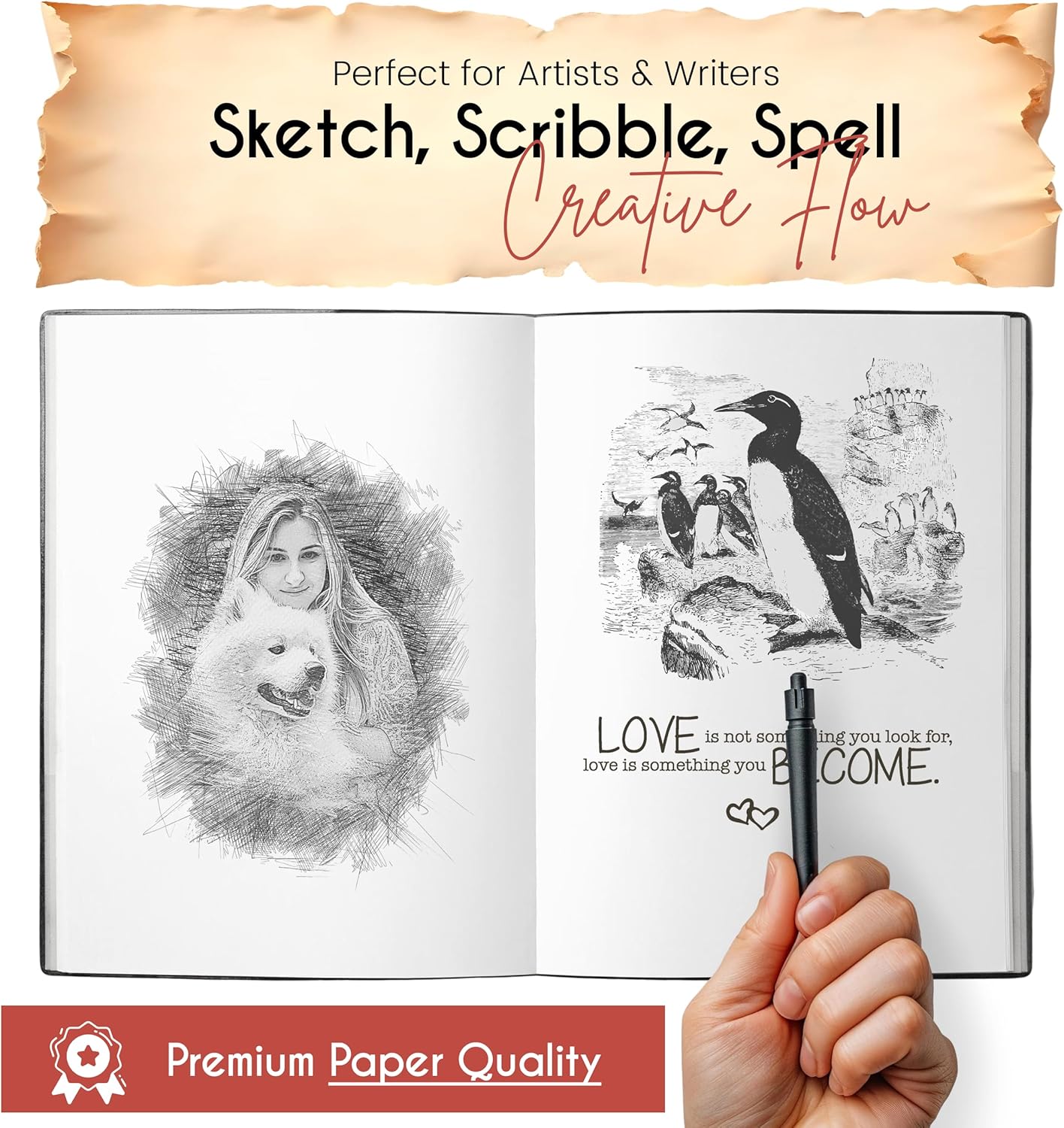 Yin & Yang Vintage Leather Journal with Antique Clasp Lock – 200 White Page Antique Deckle Edge Leather Bound Notebook – 5"X7" Notebook Journal for Writing, Drawing, Home, Office, Travelling (Brown)