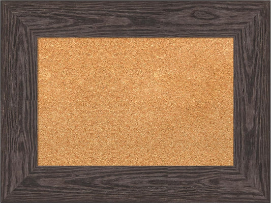 Amanti Art Natural Cork Board for Wall, 18x24 Vision Board with Black Wood Frame, Small Corkboard Office Decor for Home Organization, Country Rustic Corkboard Pinboard to Display Items for Home