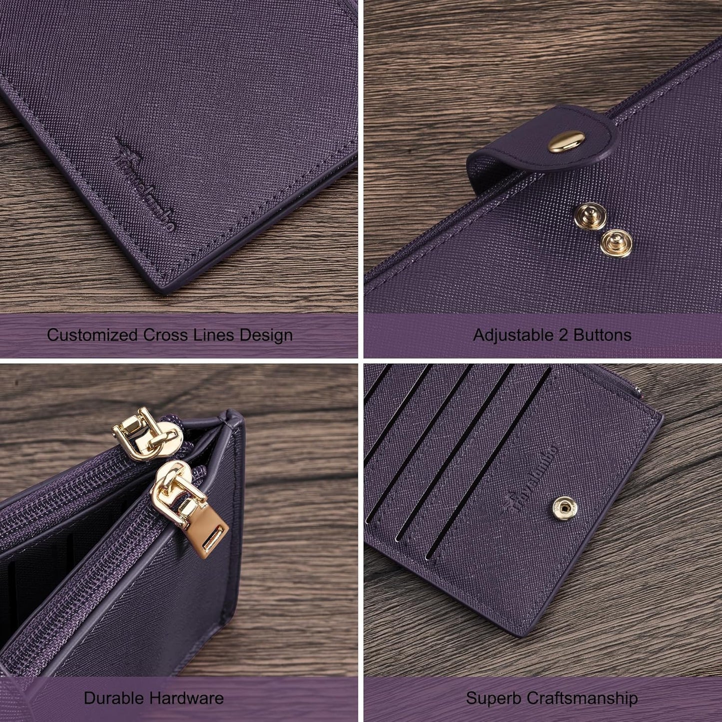 Travelambo RFID Wallet Women Large Size Bifold Multi Card Wallet Case with Zipper Pocke Credit Card Holder for Women