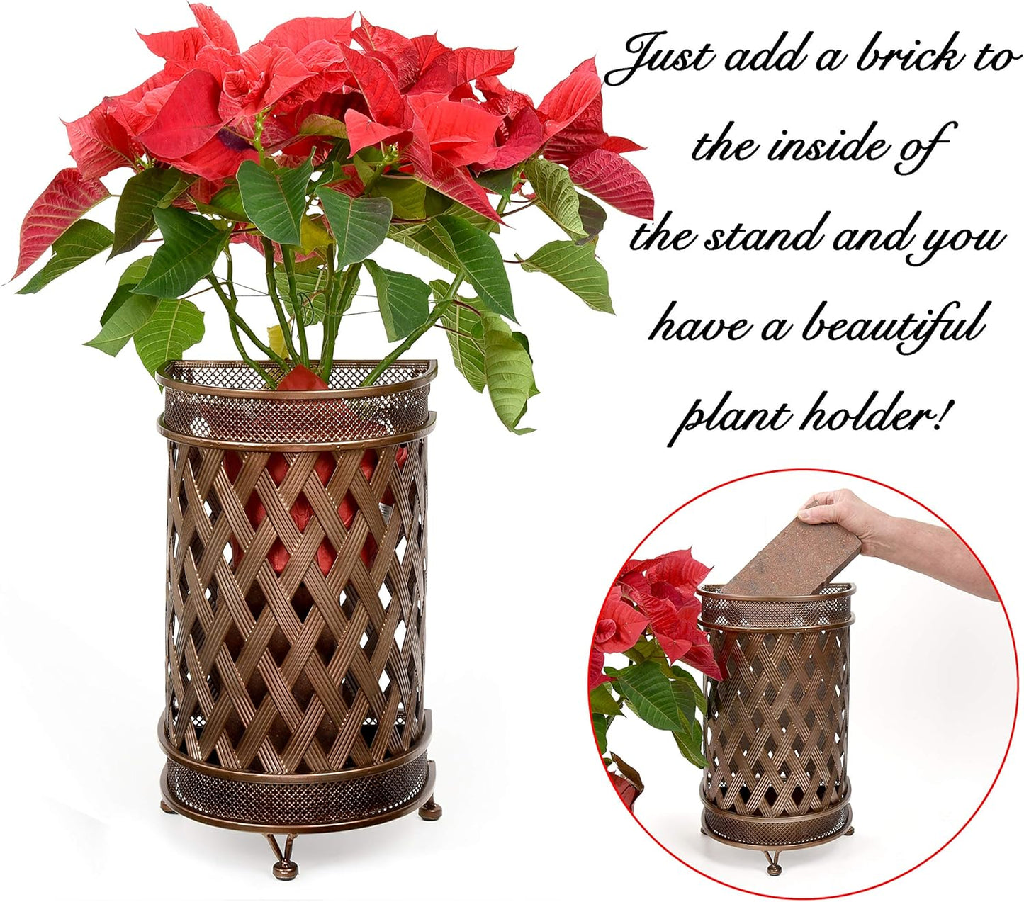 Dualplex Umbrella Stand, Umbrella Holder, Antique Look Metal Entry Hallway Décor, Wallside Style w/Removable Drip Tray. Rack Holds Umbrellas Canes Walking Stick