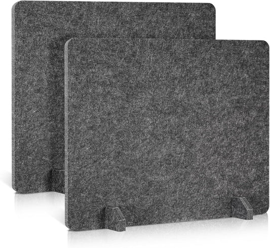 2 Pack Acoustic Desk Dividers - 24" x 20" Freestanding Privacy Panels Set with Noise - Reducing Design Cubicle Sound Proof, Ideal for Office, Classroom, and Home (Dark Gray)