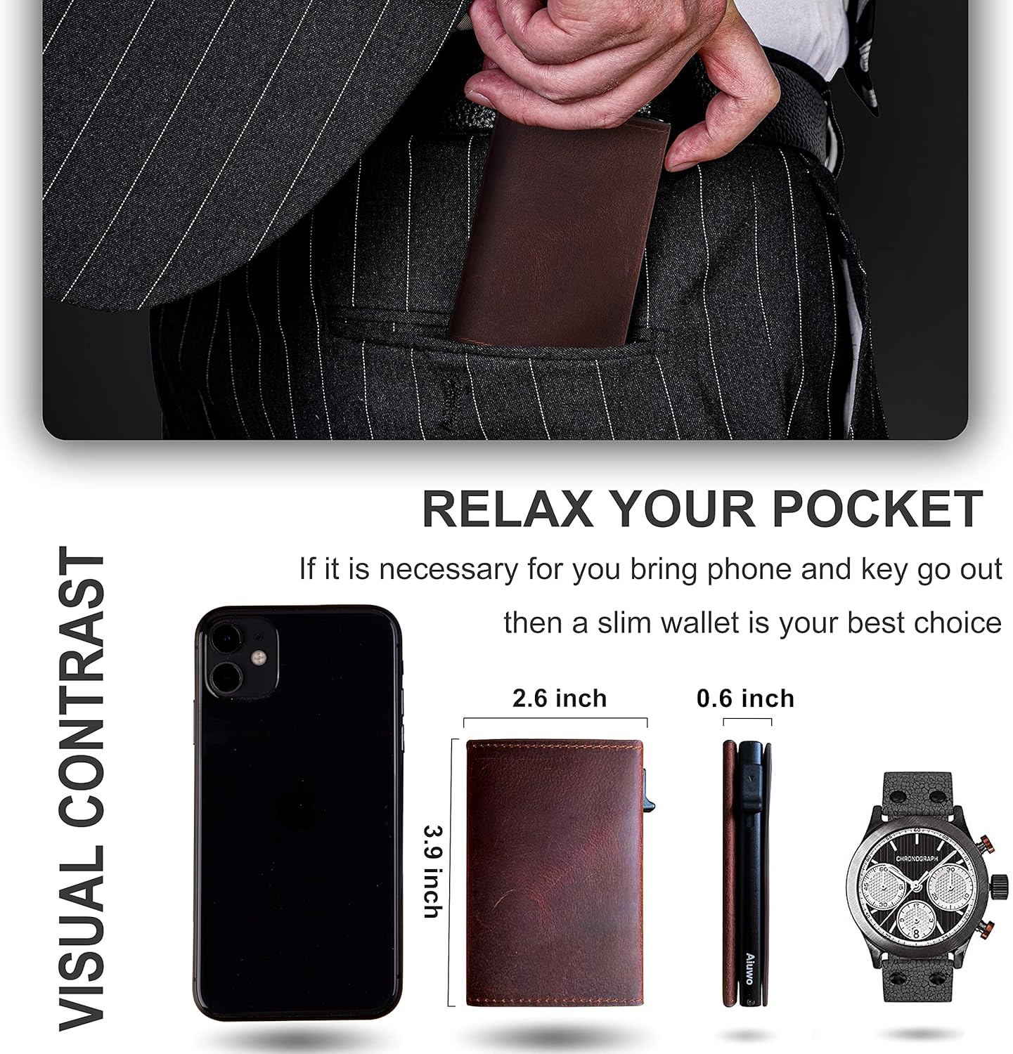 Aiuwo Airtag Wallet for Men,Mens Wallet Card Holder,Smart,Slim,Minimalist Wallet,Credit Cards Holder RFID Blocking Wallet (Airtag Wallet, Crazy Horse Brown)