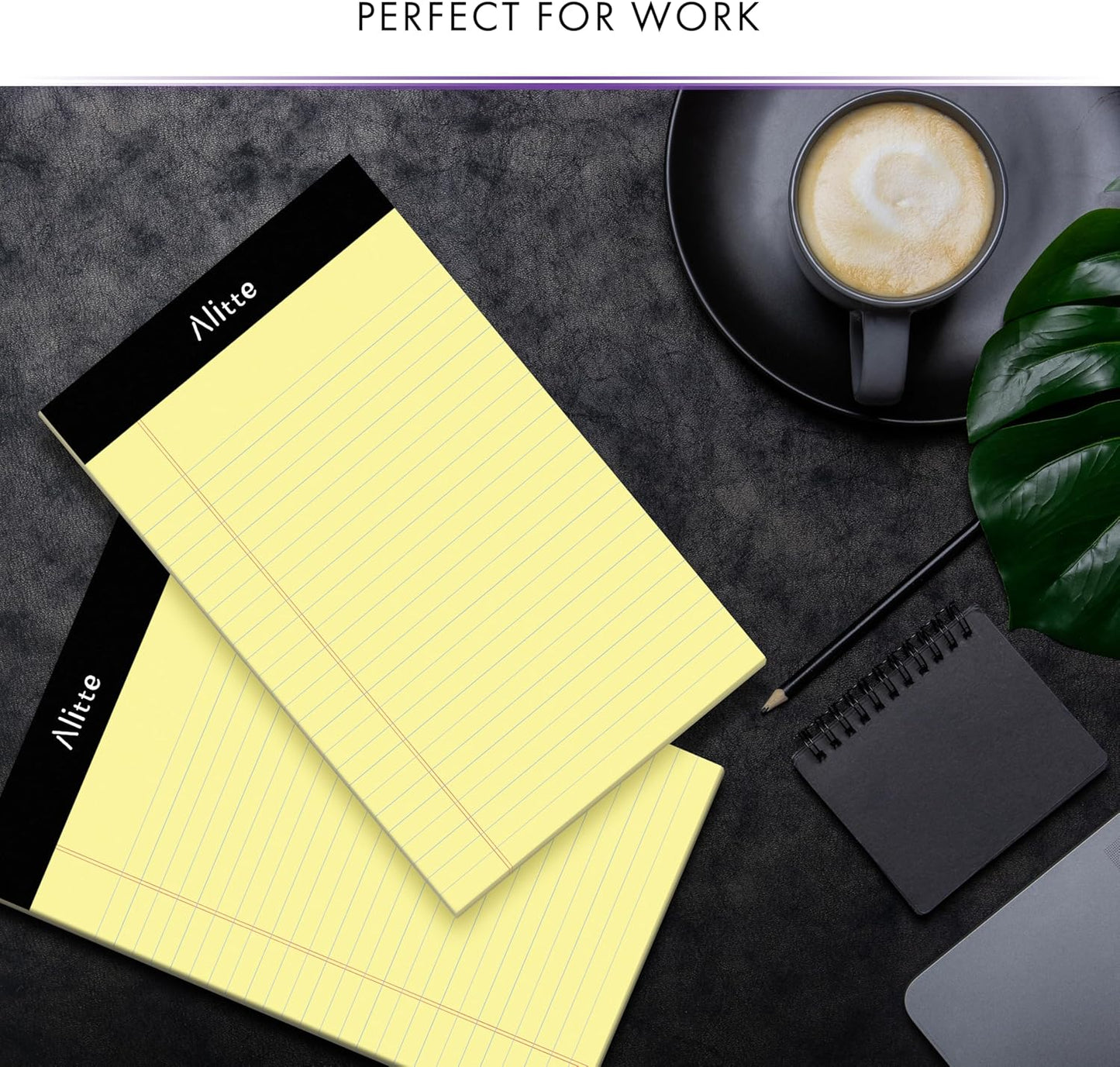 Yellow Legal Notepads 5x8 - Perforated Wide Ruled Writing Pad Paper, No Ink Bleeding - Blank Legal Pads for Home, Office, School, Business - 50 Sheets Per Notebook (12 Pack)