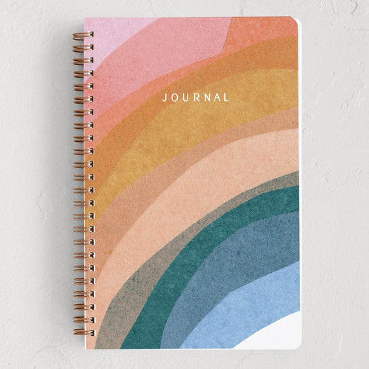 Minted Rainbow Collage Notebook, Writing Journal for Notes & Journaling, Durable Acrylic Free Cover, Modern, Colorful & Simple Spiral Bound Journal Notebook with 80 Lined Pages, 5.5" x 8.5"