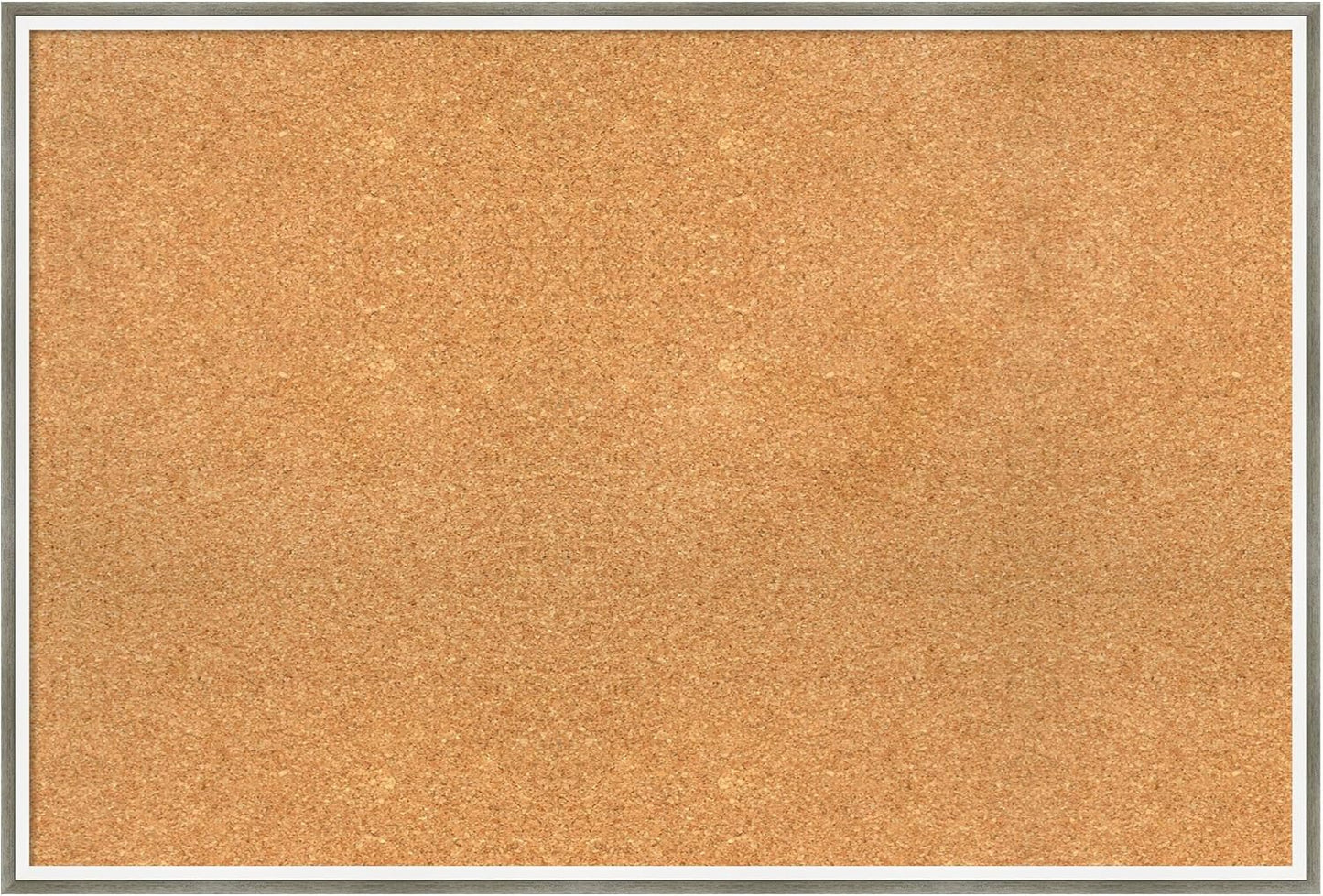 Amanti Art Natural Cork Board for Wall, 25x37 Vision Board with Silver Wood Frame, Large Corkboard Office Decor for Home Organization, Modern Contemporary Corkboard Pinboard to display items for home