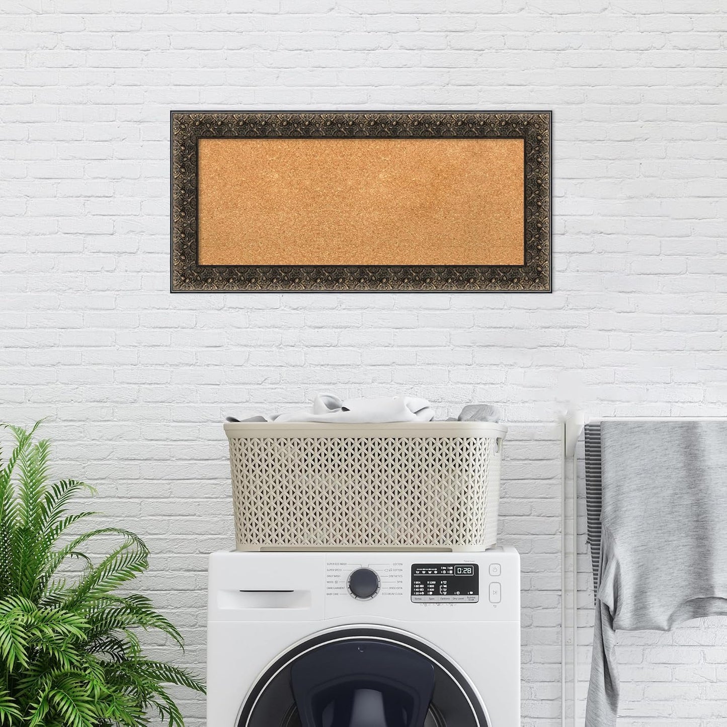 Amanti Art Natural Cork Board for Wall, 17x35 Vision Board with Black Wood Frame, Medium Corkboard Office Decor for Home Organization, Traditional Corkboard Pinboard to Display Items for Home