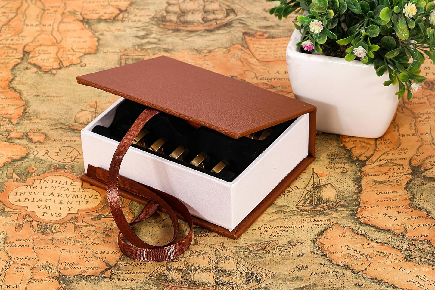 Yoption 6 Pieces Moon Series Wax Seal Stamp Set, Vintage Sealing Wax Stamp Heads + 1 Wooden Handle with Gift Box for Wedding Invitation, Christmas, Gift Idea