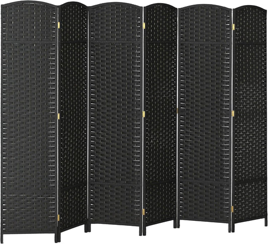 HOMCOM Room Divider, 6 Panel Folding Privacy Screen, 5.6' Tall Freestanding Wall Partition for Home Office, Bedroom, Black