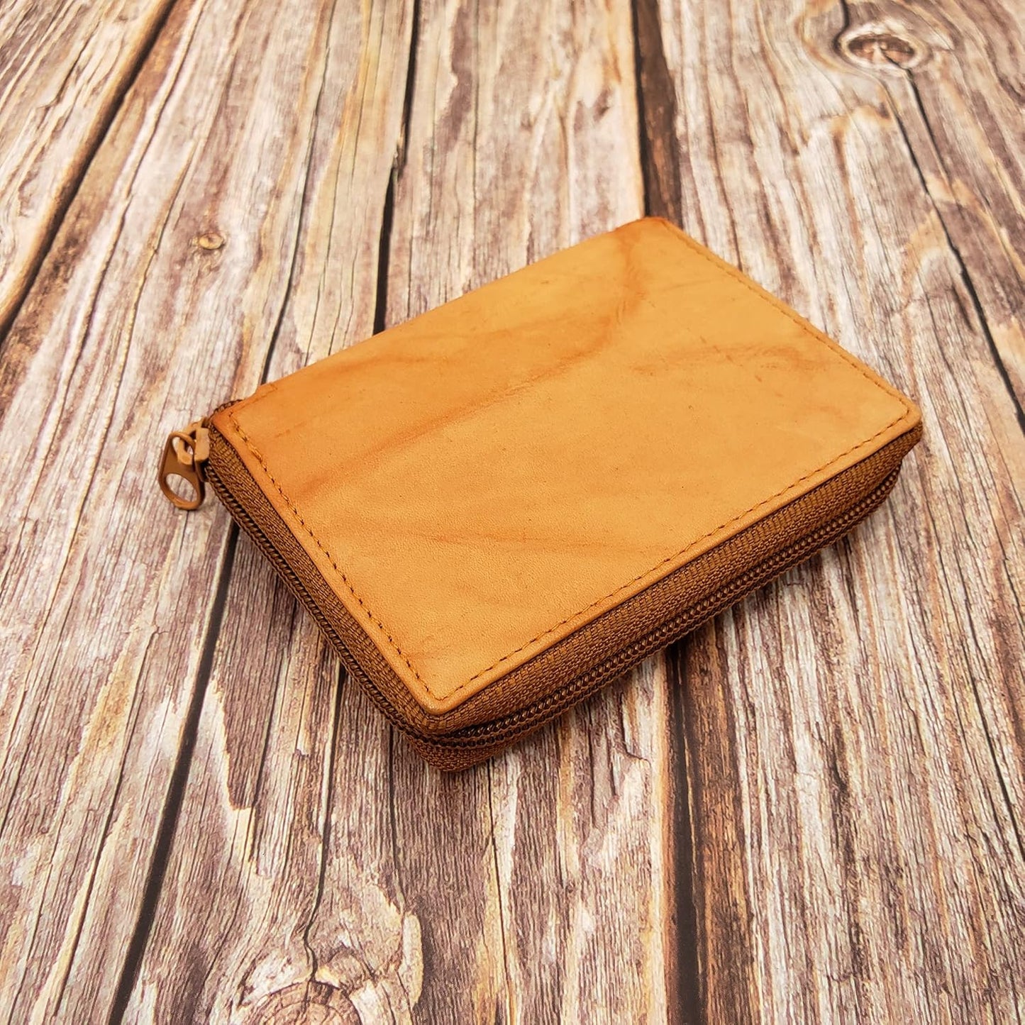 ag wallets AG Wallets Mens Zip Around Leather Wallet with Inserts (Tan)