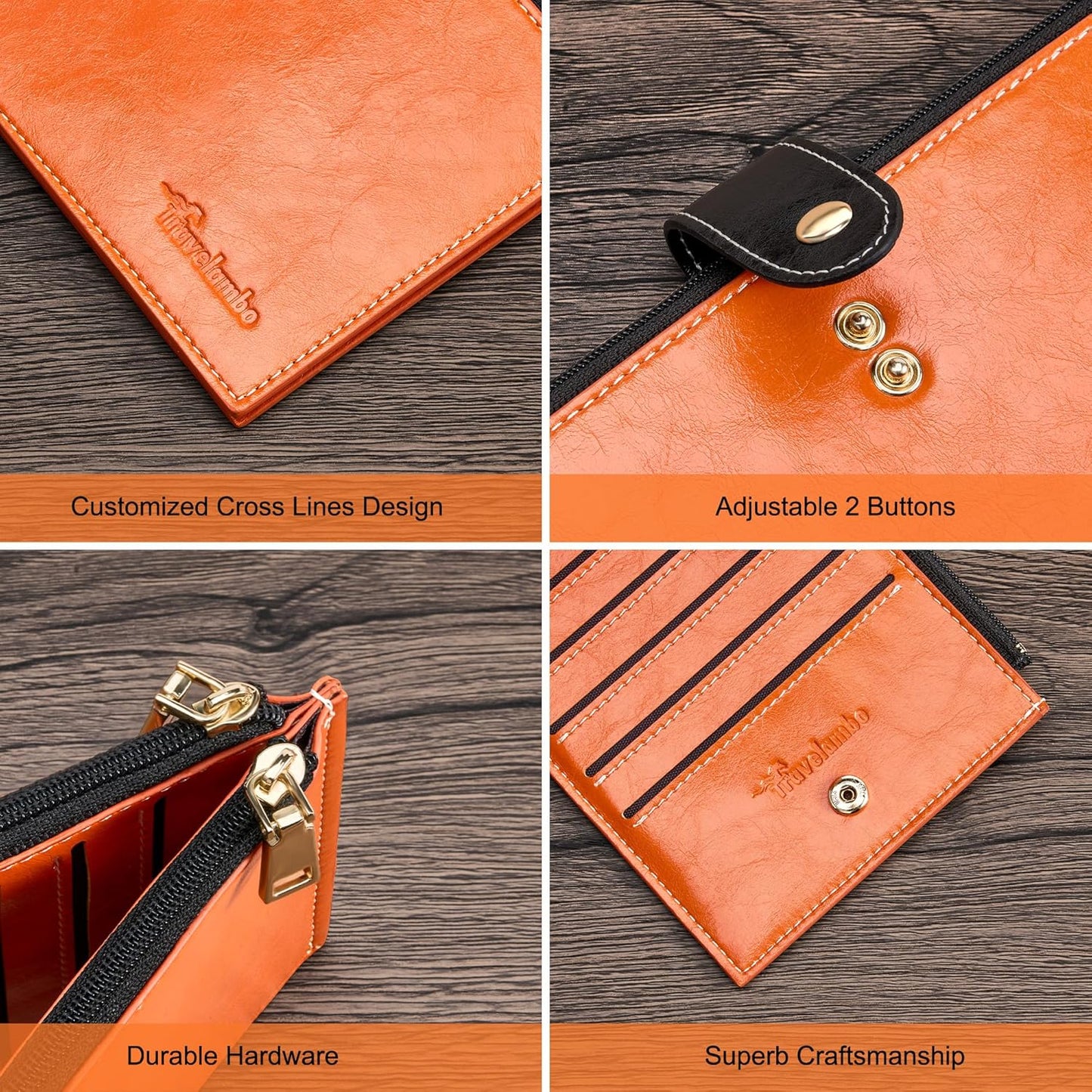 Travelambo RFID Wallet Women Large Size Bifold Multi Card Wallet Case with Zipper Pocke Credit Card Holder for Women