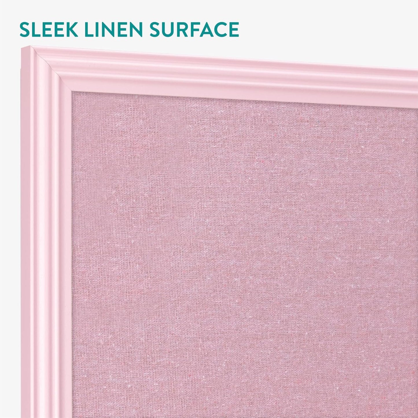 Navaris Framed Linen Bulletin Board - Approx. 58x43cm Fabric Jewelry Organizer Pinboard for Wall Memory Memo Pin Board - Pink Linen with Pink Frame