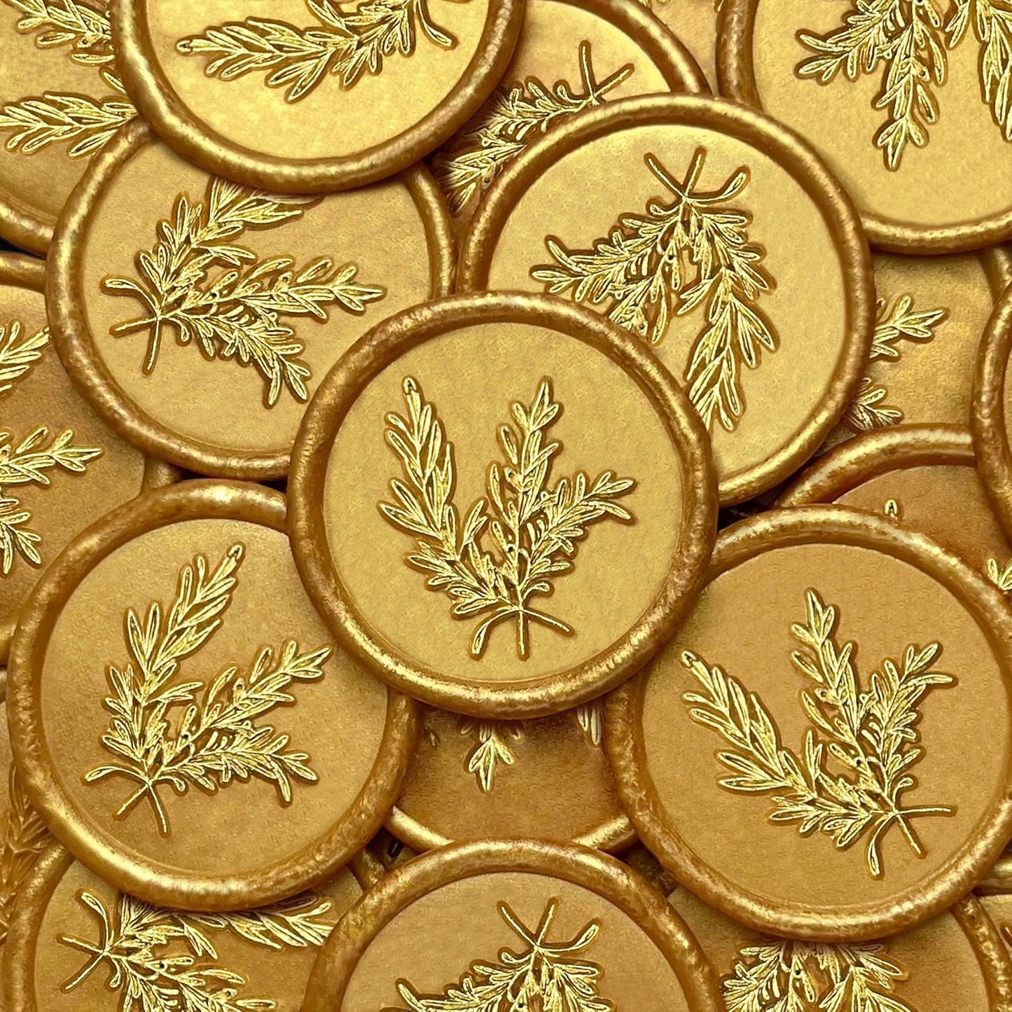 25pcs Gold Wax Seal Stickers - Handmade Envelope Seals, Self-Adhesive, Wedding Party Invitations, Envelope, Gift Wrap, Christmas (Gold Rosemary Style)
