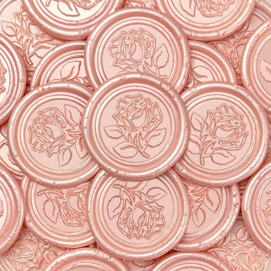 100Pcs Wax Seal Stickers Handmade Envelope Seals Self Adhesive Wax Stickers for Wedding Party Invitations, Envelope, Gift Wrap, Christmas(Rose Style, Pink)