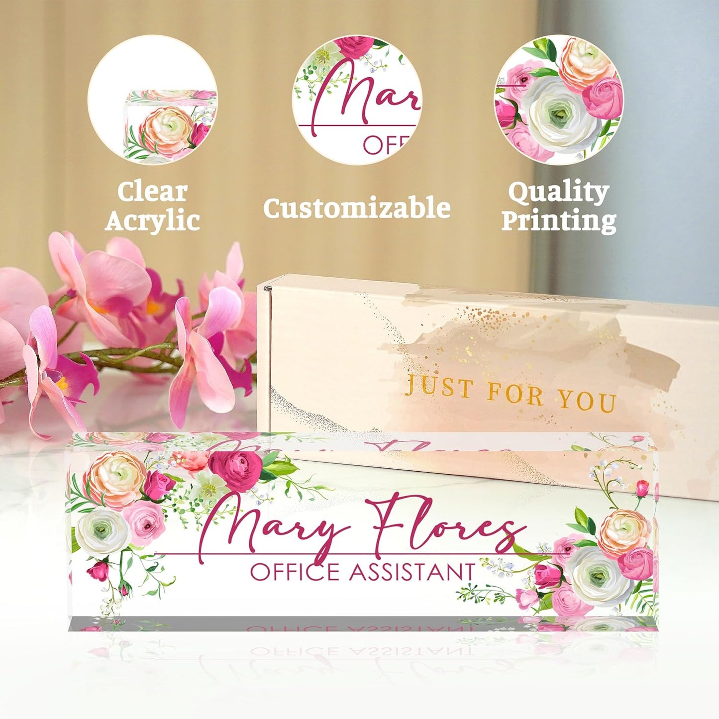 Name Plate for Desk, Desk Name Plate Personalized Office Desk Decor for Women & Men, Custom Gifts for Boss, Manager, Teacher, Nurse, Doctor, Lawyer, Employee Appreciation Gifts