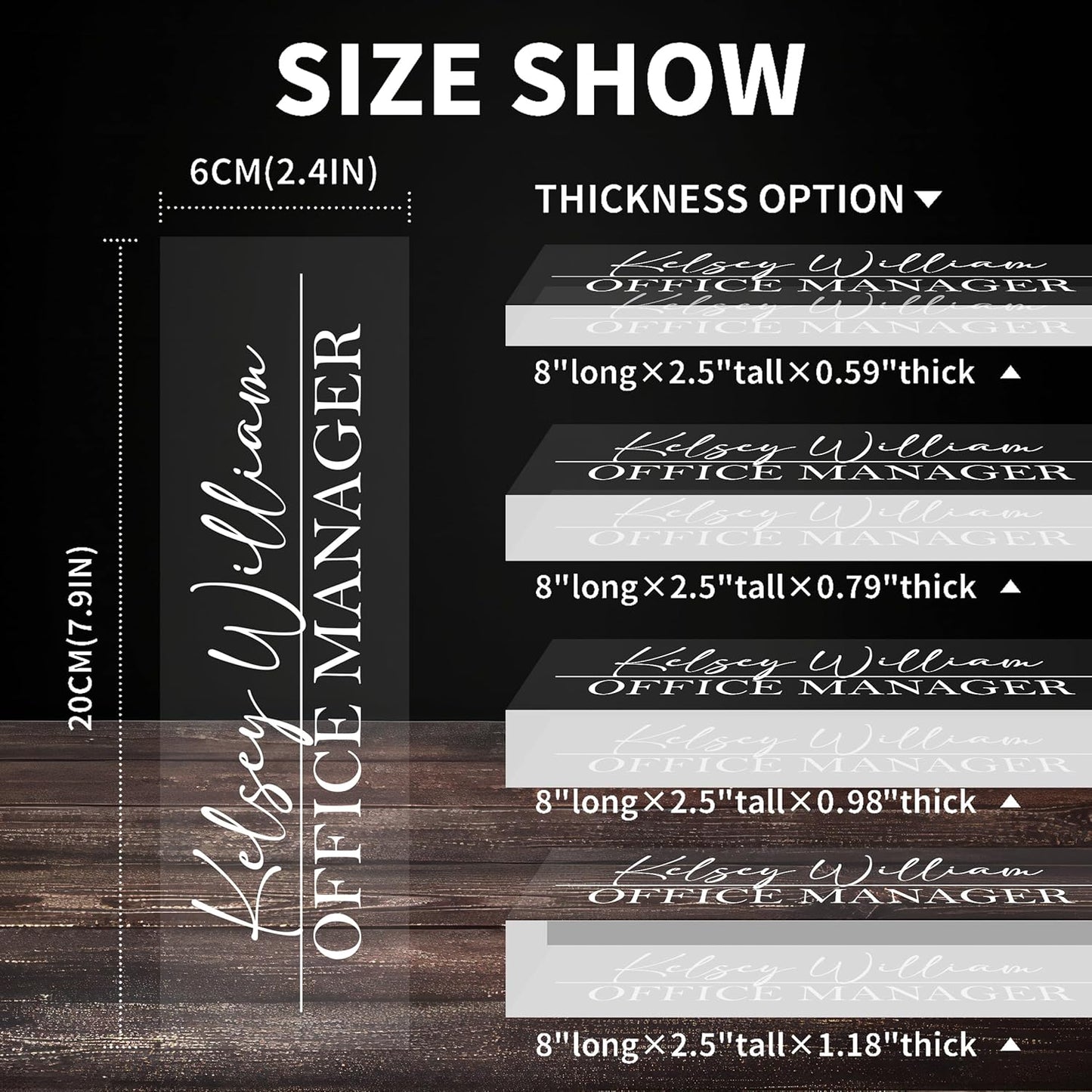 Personalized Name Plate for Desks, Custom Desk Name Plates, Acrylic Name Plate Office Desk Accessories, Personalized Office Gifts for Coworkers Teachers, Employee Appreciation Gifts (Engraved2)