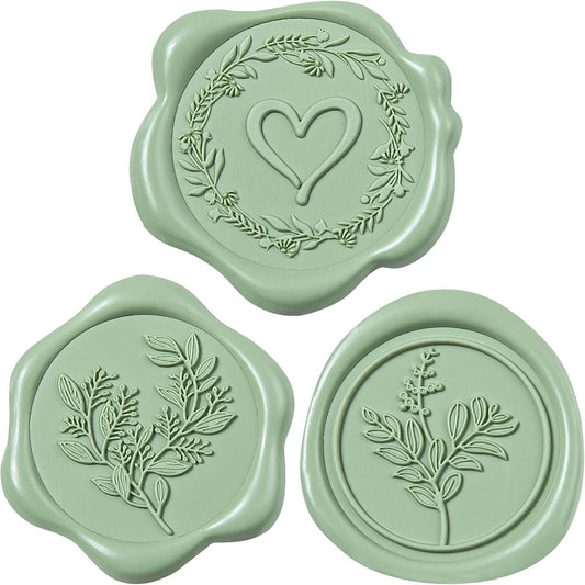 60 Pcs Sage Green Wax Seal Stickers Self-Adhesive Envelope Seals Stamp Stickers, Perfect for Wedding Invitations Seating Chart Christmas Gift Wrapping 3 Designs in 1 Pack