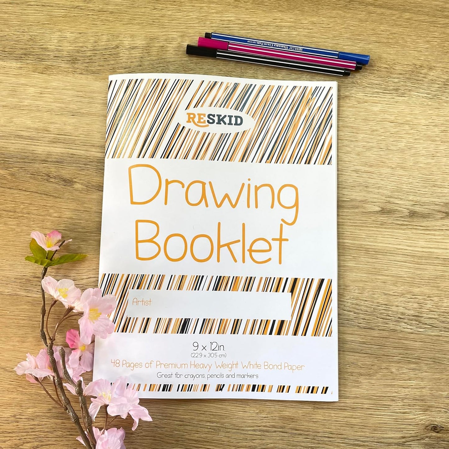 Reskid Drawing Paper Booklet (9 x 12 inches) - 48 Page, 5-Pack - Kids Drawing Paper Booklet, Coloring Art Booklet for Kids, Toddler Sketch Pads for Ages 3+