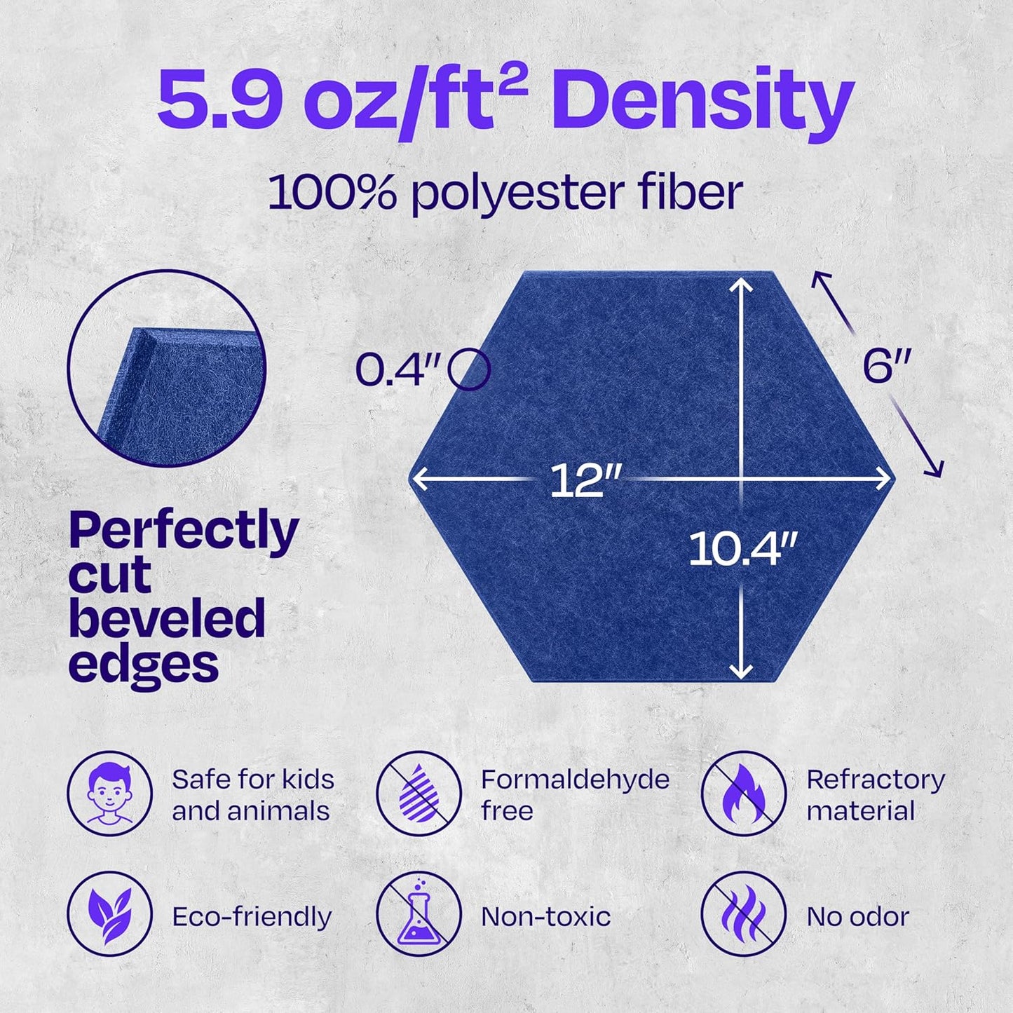 Acoustic Panels 12-Pack Soundproof Wall Panels 12"X10.4"X0.4" Sound Panels High Density Sound Dampening Panels - [Admiral Blue Hexagon]