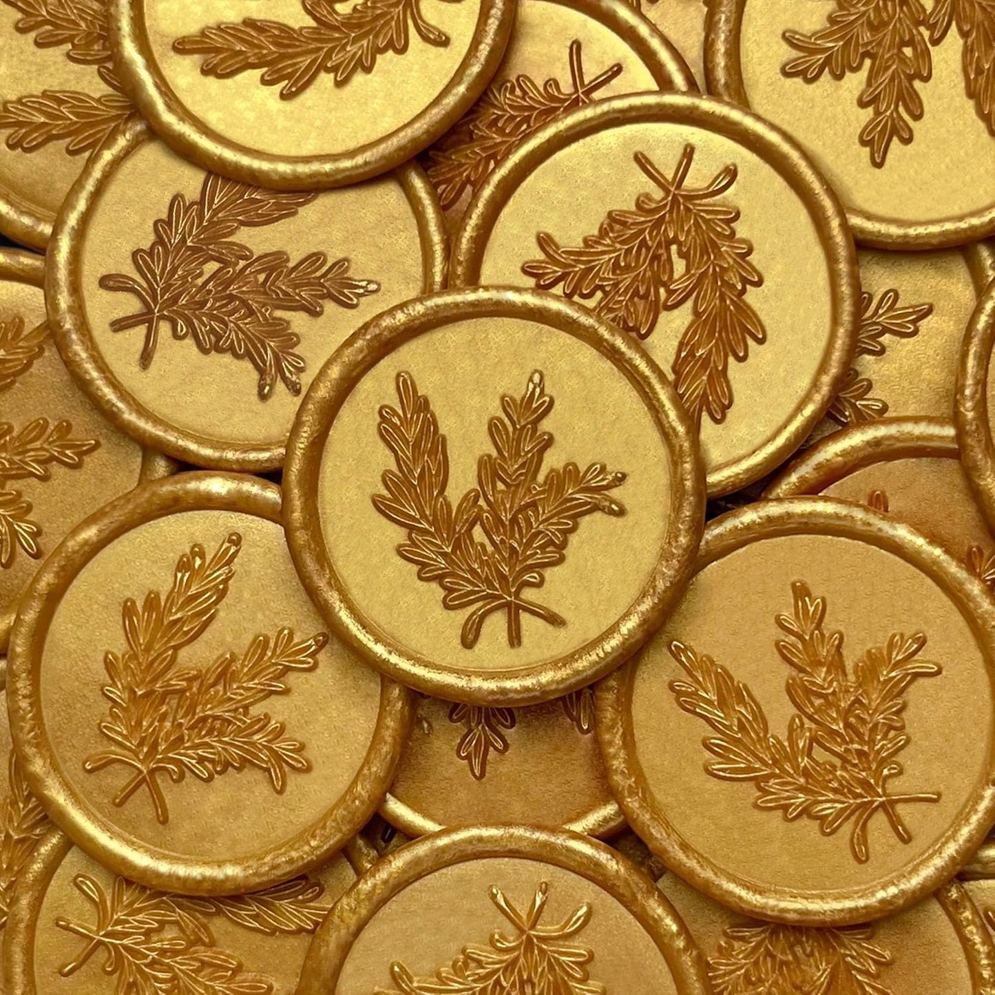 50Pcs Wax Seal Stickers Handmade Envelope Seals Self Adhesive Wax Stickers for Wedding Party Invitations, Envelope, Gift Wrap, Christmas(Rosemary Style, Gold)