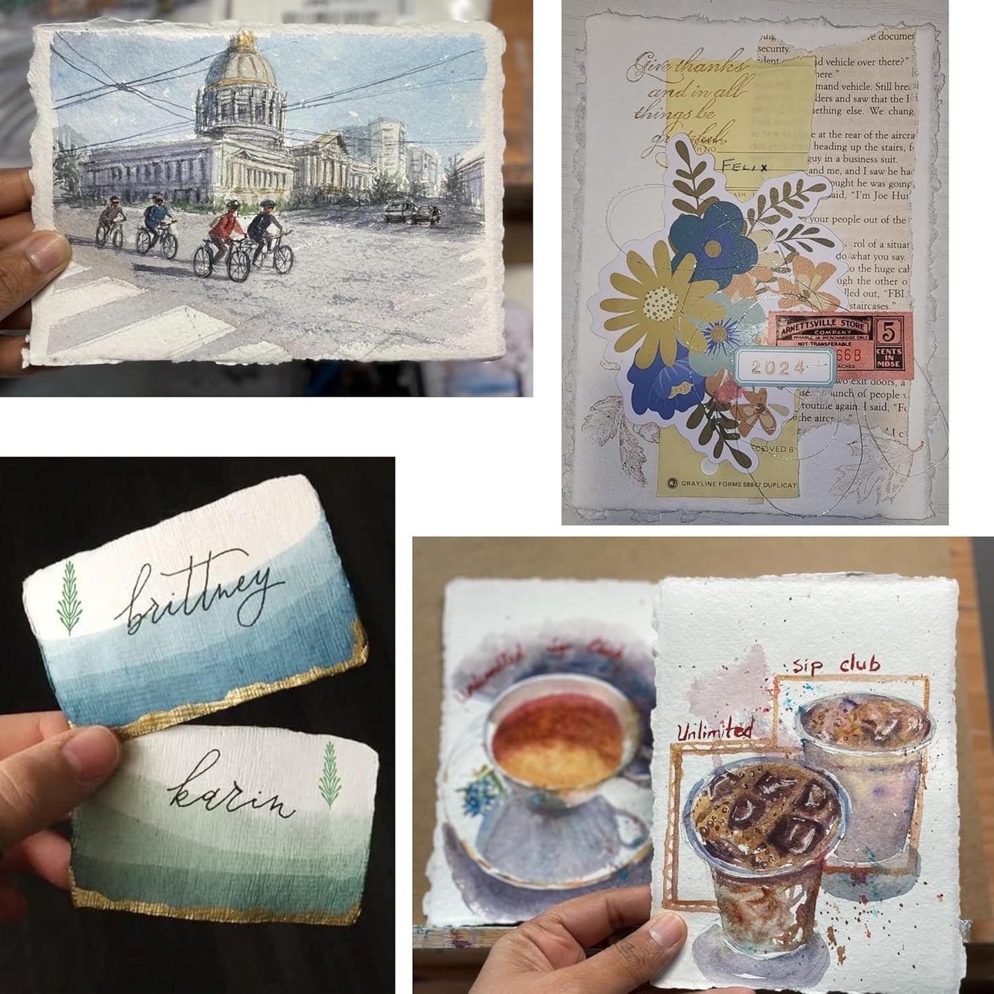 Handmade Cotton Paper with Deckle Edge Recycled Cotton Rag Mixed Media Card Stock for Watercolor, Writers, Invitations, Crafts (150gsm, 6x8 inch "A5", 50 Pack)