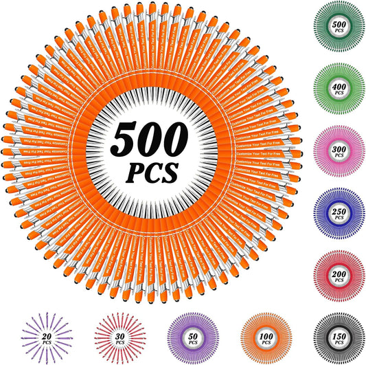 Max 500 Pcs Personalized Pens Bulk, Custom Pens with Free Engraving, Customized Stylus Tip Ballpoint Pen with Your Name Massage Text for School Office Business Graduation Anniversaries-500 Packs