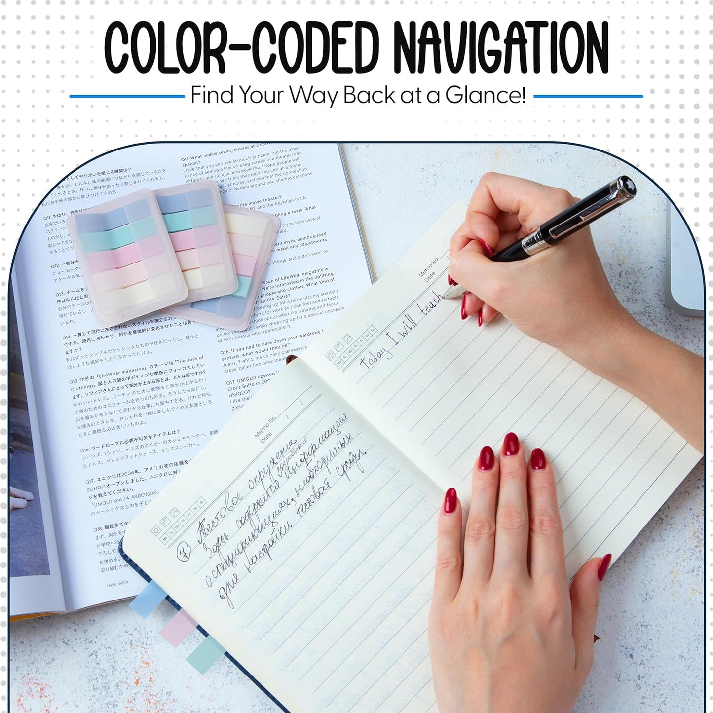 Essex Wares - 300 Pieces - Transparent Sticky Notes Tabs with Case - 5 Muted Colors - 3 Cases - 1.8" x 0.4" - 60 Pieces Each Color - Pop Up Index Tabs - Book Flags for Annotating - Book Sticky Tab