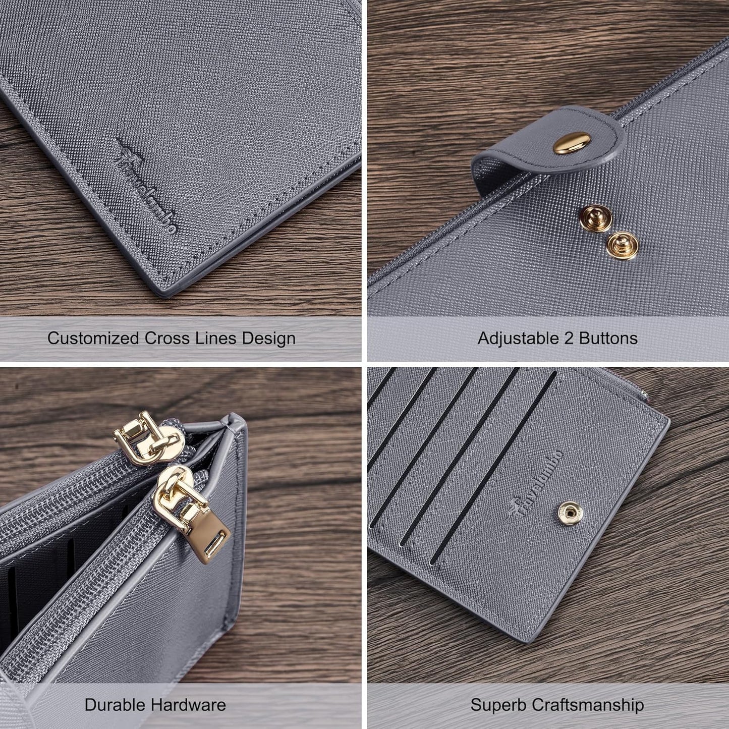 Travelambo RFID Wallet Women Large Size Bifold Multi Card Wallet Case with Zipper Pocke Credit Card Holder for Women