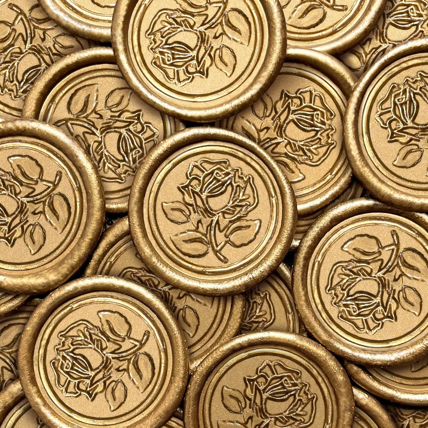 25pcs Bronze Wax Seal Stickers, Rose Style, Self Adhesive, Waterproof for Wedding Invitations, Envelope, Gift Wrap, Christmas
