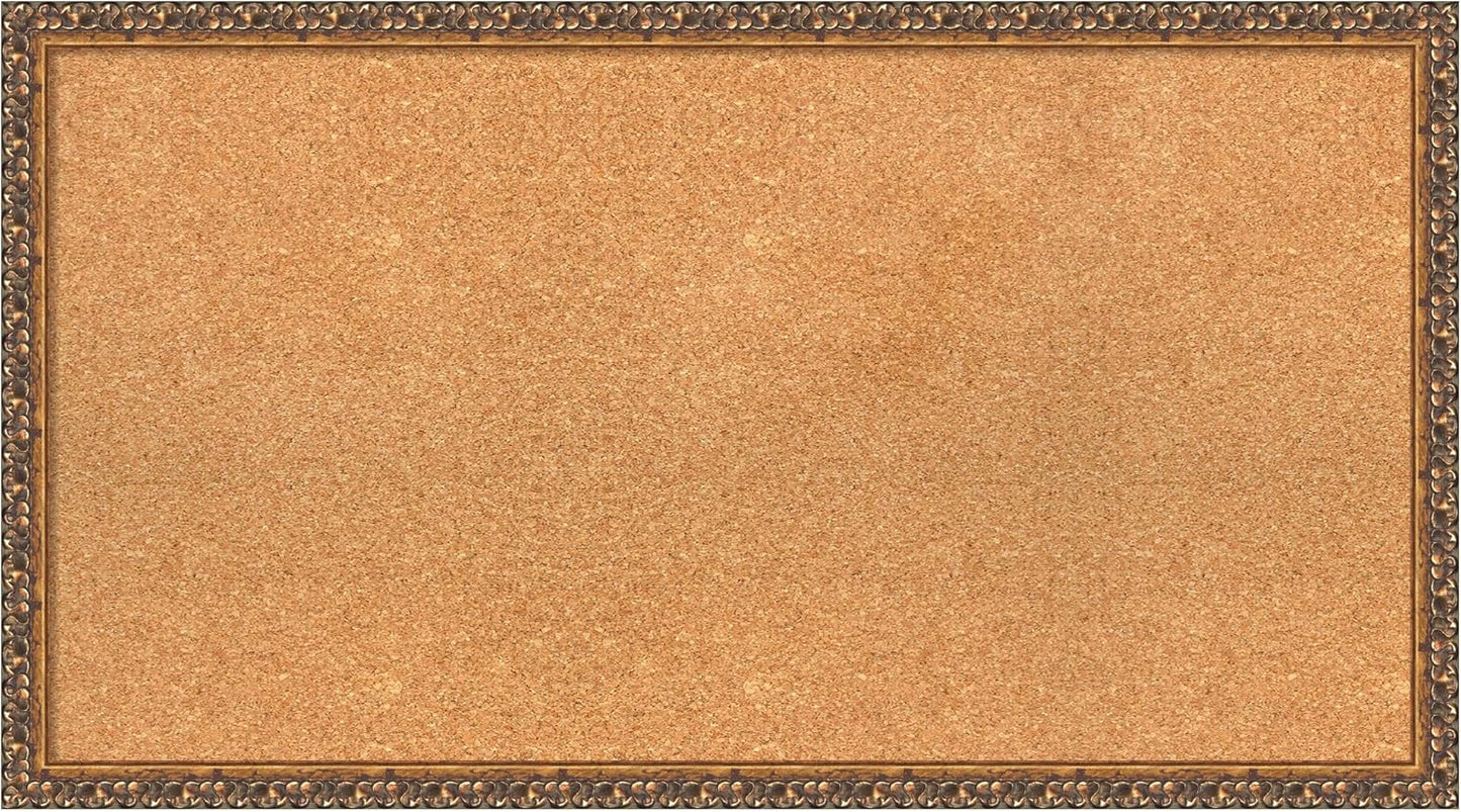 Amanti Art Natural Cork Board for Wall, 20x36 Vision Board with Bronze Frame, Large Corkboard Office Decor for Home Organization, Traditional Corkboard Pinboard to Display Items for Home Organization