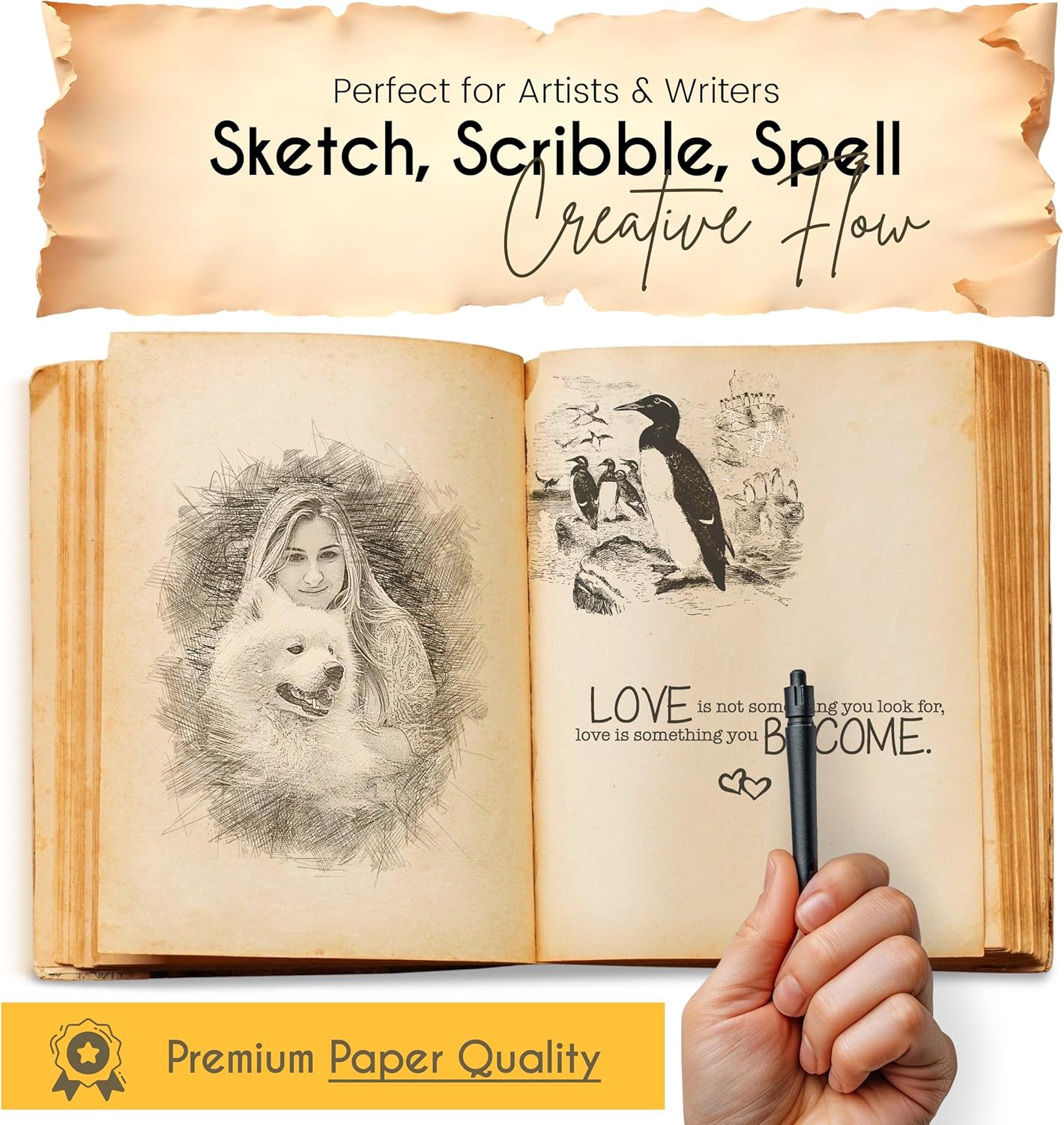 Tree of Life Leather Journal, Book of Shadows with Vintage Clasp Lock – 200 Page Antique Deckle Edge Leather Bound Notebook – Notebook Journal Gift for Men & Women