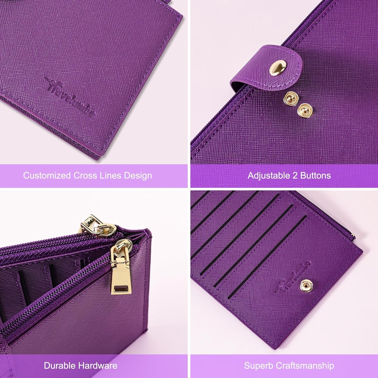 Travelambo RFID Wallet Women Large Size Bifold Multi Card Wallet Case with Zipper Pocke Credit Card Holder for Women