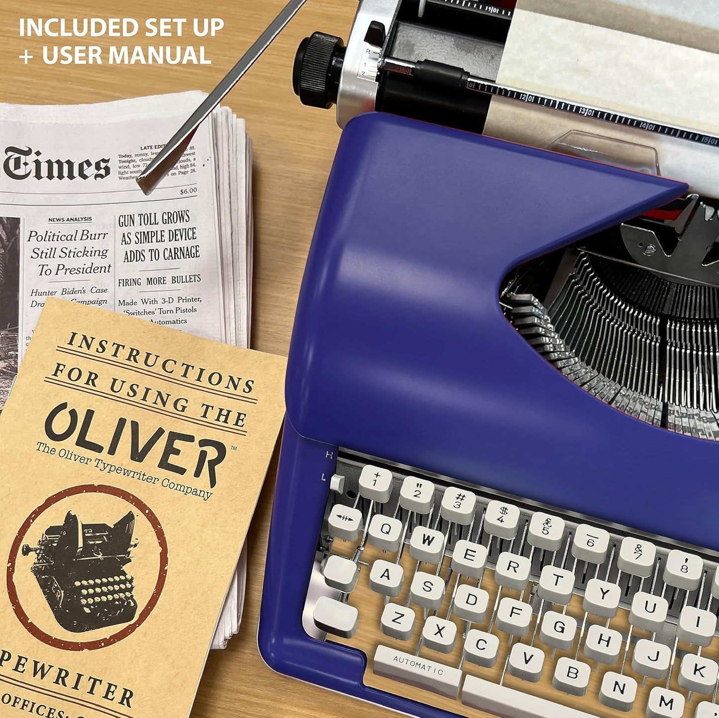 Timeless Manual Typewriter, Blue