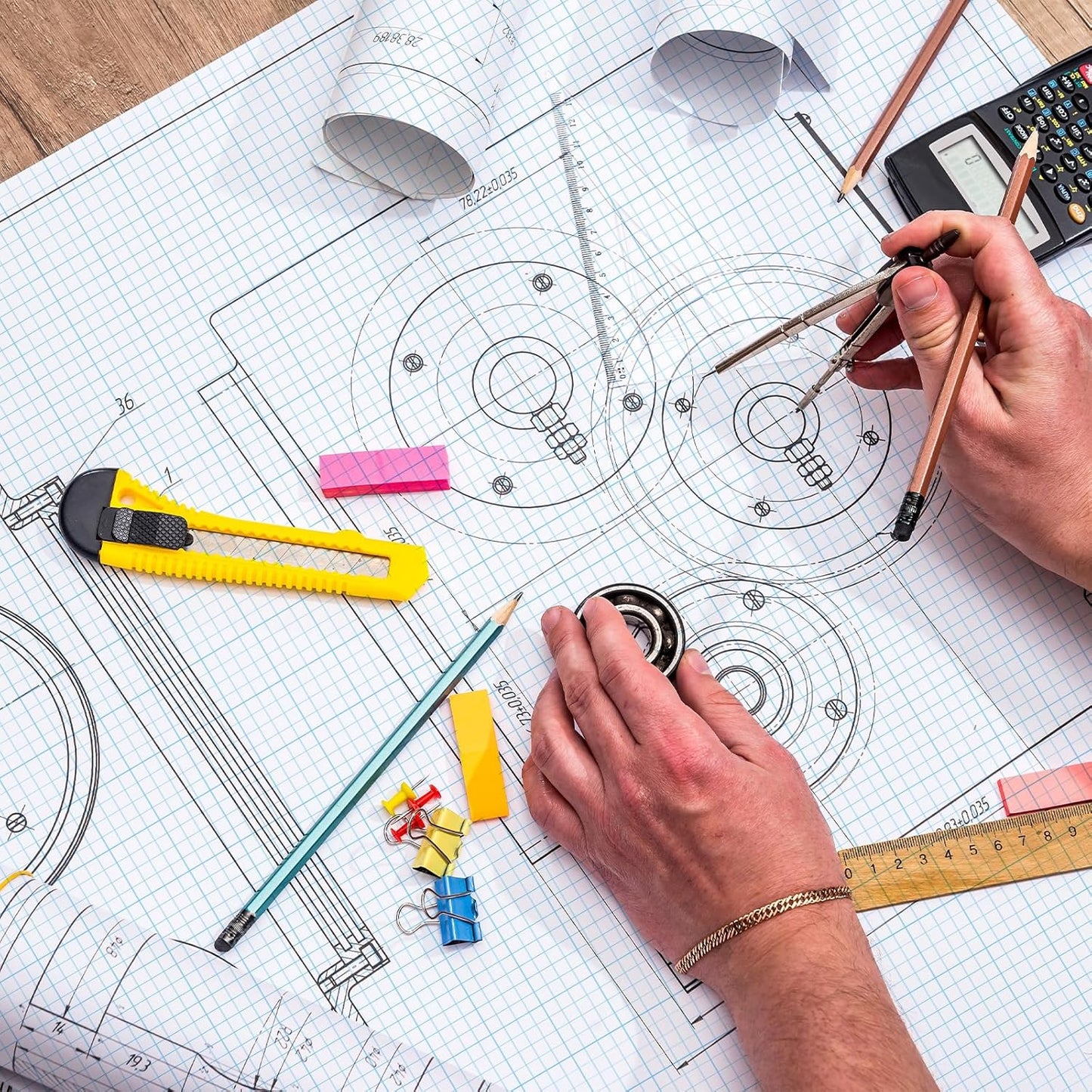 50 Sheets Large Graph Paper 24 X 36 Inch Graph Paper Pad 1 and 1/4inch Ruled Giant Grid Sheet Blueprint Drafting Pad for Engineering Architect Designer Mathematician