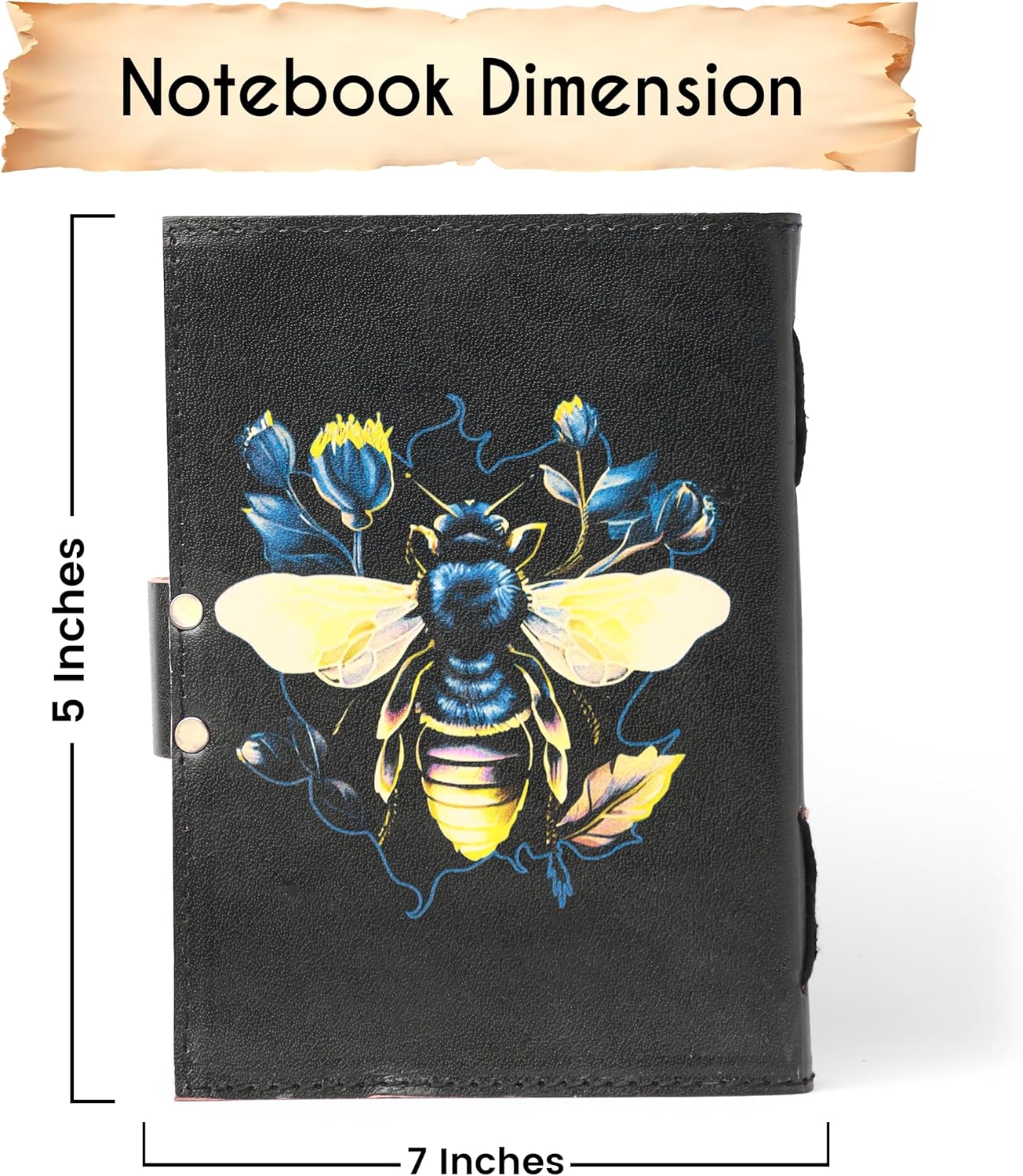 Busybee Spell Book of Shadow Leather Journal Diary with Clasp Lock – 200 Page Deckle Edge Leather Bound Notebook – Vintage Notebook for Writing, Drawing, Home, Office, Travelling