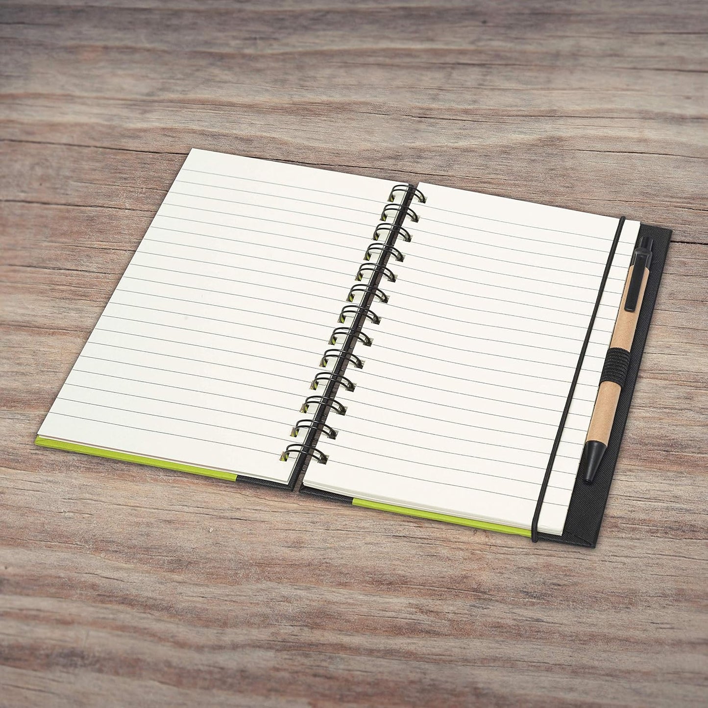 DISCOUNT PROMOS Custom Eco Block Notebooks with Pens Set of 50, Personalized Bulk Pack - Perfect for School, Office, Business, Home - Lime Green