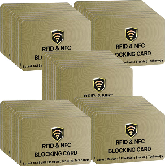 SaiTech IT RFID Cards One Card Protects Entire Wallet Purse For Men & Women, Contactless Bank Debit Credit Card ProteRFID Goldenctor ID ATM Guard Card – Golden (50 PCs Bulk RFID Card Golden)