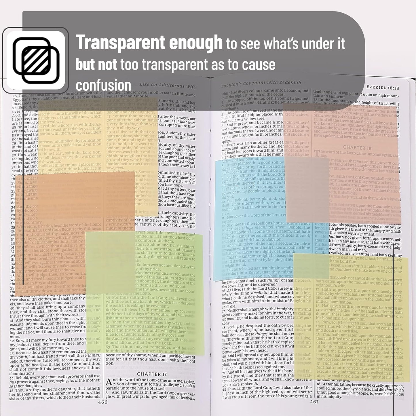 Mr. Pen- Transparent Sticky Notes, 3x3, 600 Sheets, Vintage Colors, See Through Notes Transparent, Translucent Clear