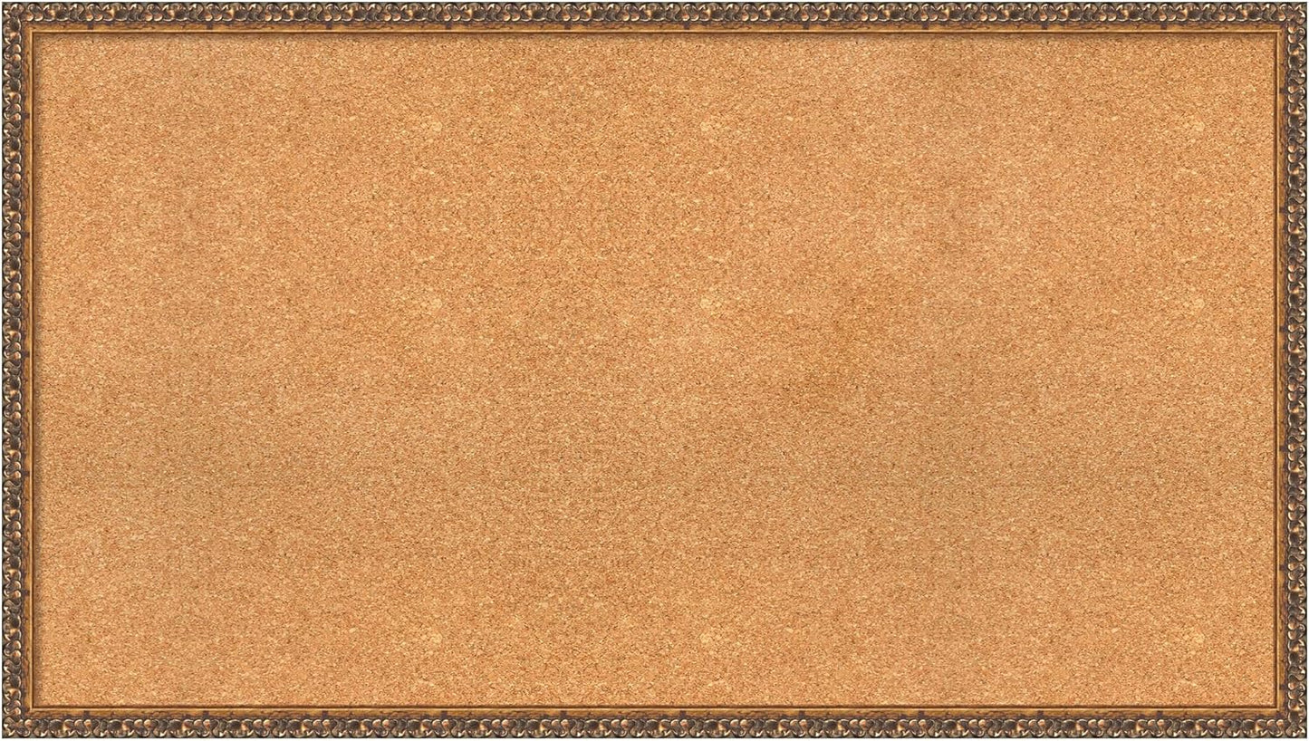 Amanti Art Natural Cork Board for Wall, 26x46 Vision Board with Bronze Frame, Oversize Corkboard Office Decor for Home Organization, Traditional Corkboard Pinboard to Display Items for Home