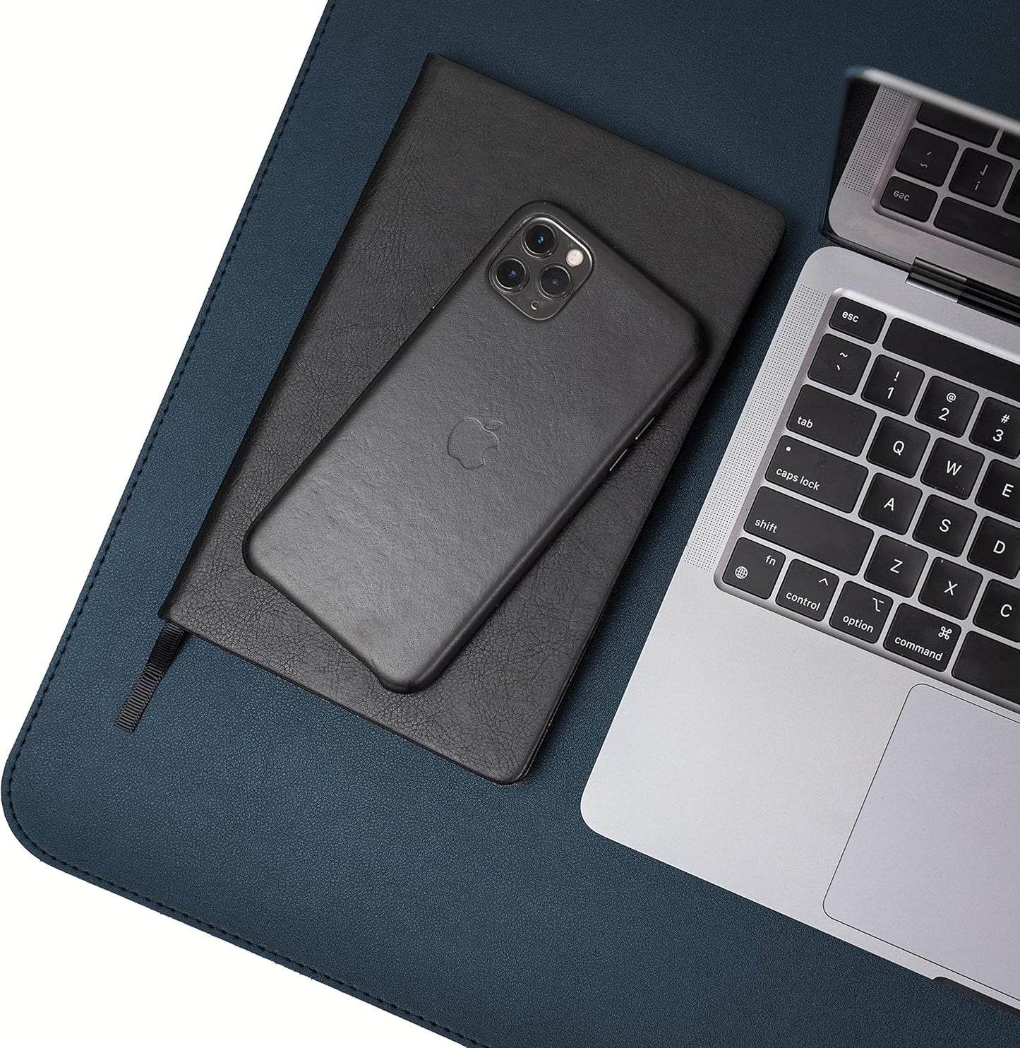 Vine Creations PU Leather Desk Pad, 36" x 20", Non-Slip, Dark Blue