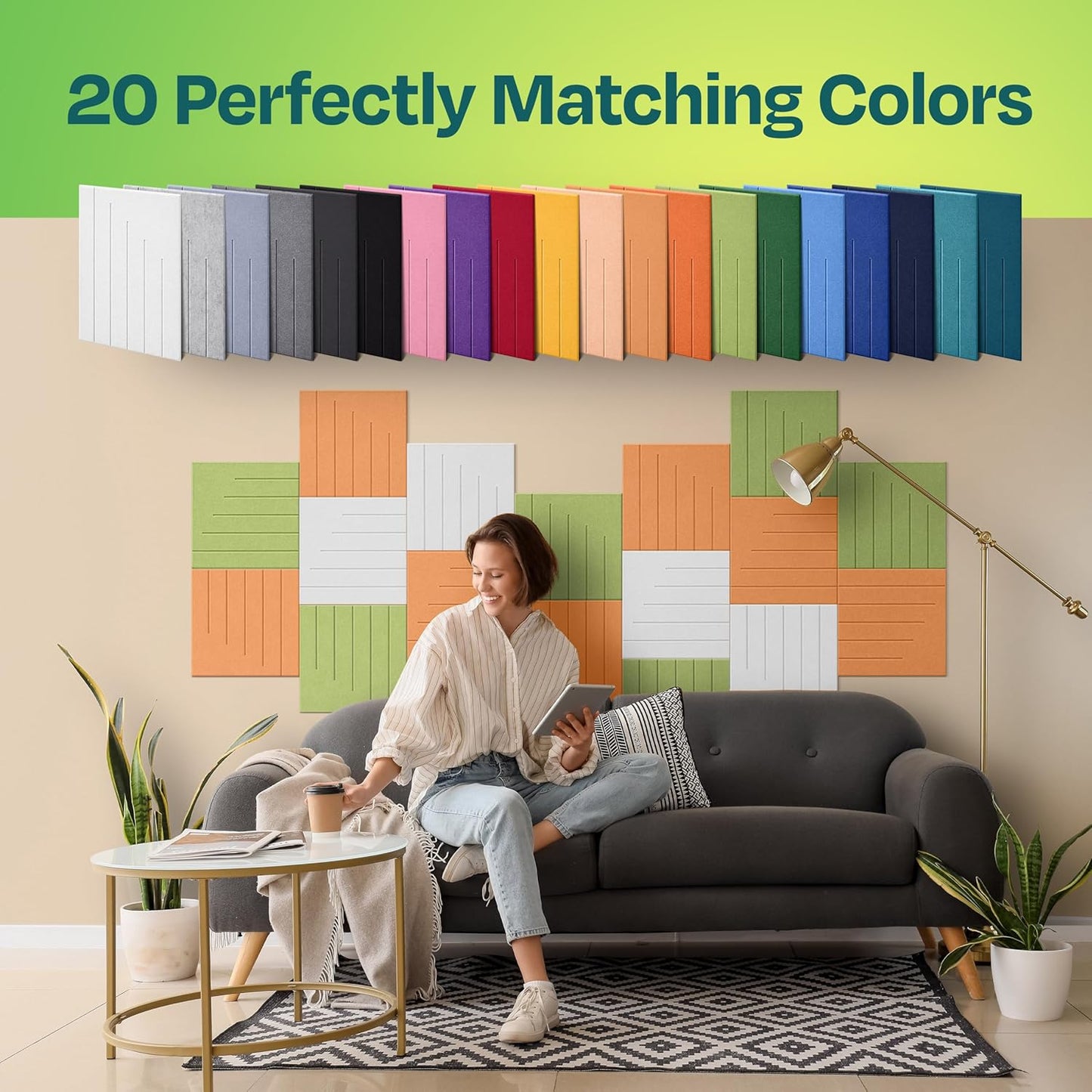 Acoustic Panels 12-Pack Soundproof Wall Panels 12"x12"x0.4" Decorative Sound Dampening for your Home, Office, Studio, Bedroom & More with Unique LineWave Carving [70'S Orange]