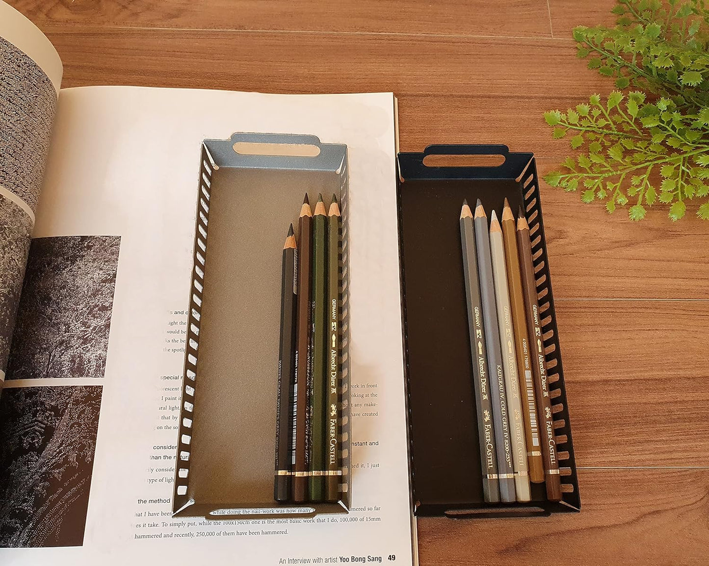 Metal Pen Pencil Tray Holder Office Desk Drawer Organizer Small Vanity Accessory Storage (Black)