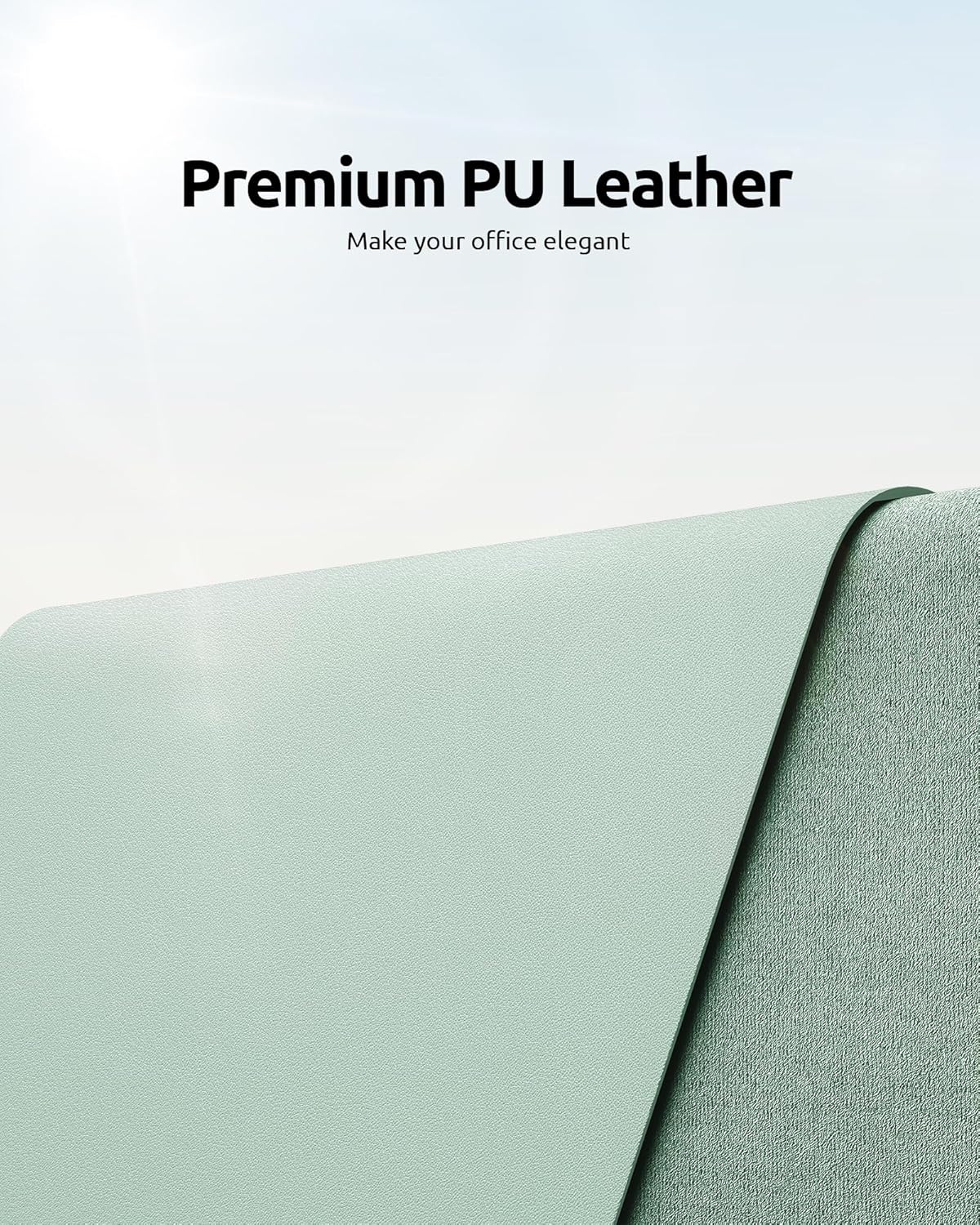 YSAGi Leather Desk Protector, Office Mat, Large Mouse Mat, Non-Slip PU Leather Blotter, Laptop Desk Pad, Waterproof Writing Pad for Office and Home (Pale Green, 35.4" x 17")