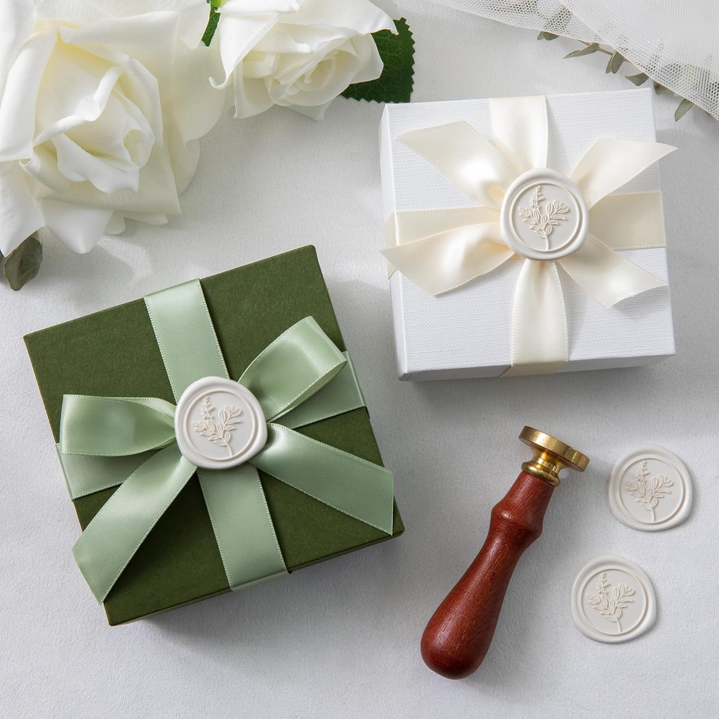 60 Pcs White Wax Seal Stickers, Wedding Invitation Accessories Envelope Stickers - Self Adhesive Envelope Seals, Peferct for Invitation, Gift Box Craft Wrapping, Christmas Cards Decoration