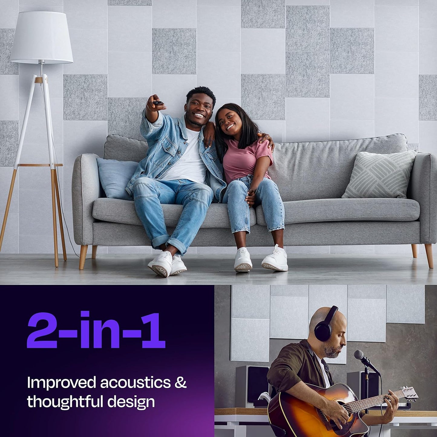 Acoustic Panels 12-Pack Soundproof Wall Panels 12"X12"X0.4" Sound Panels High Density Sound Dampening Panels - [White Square]